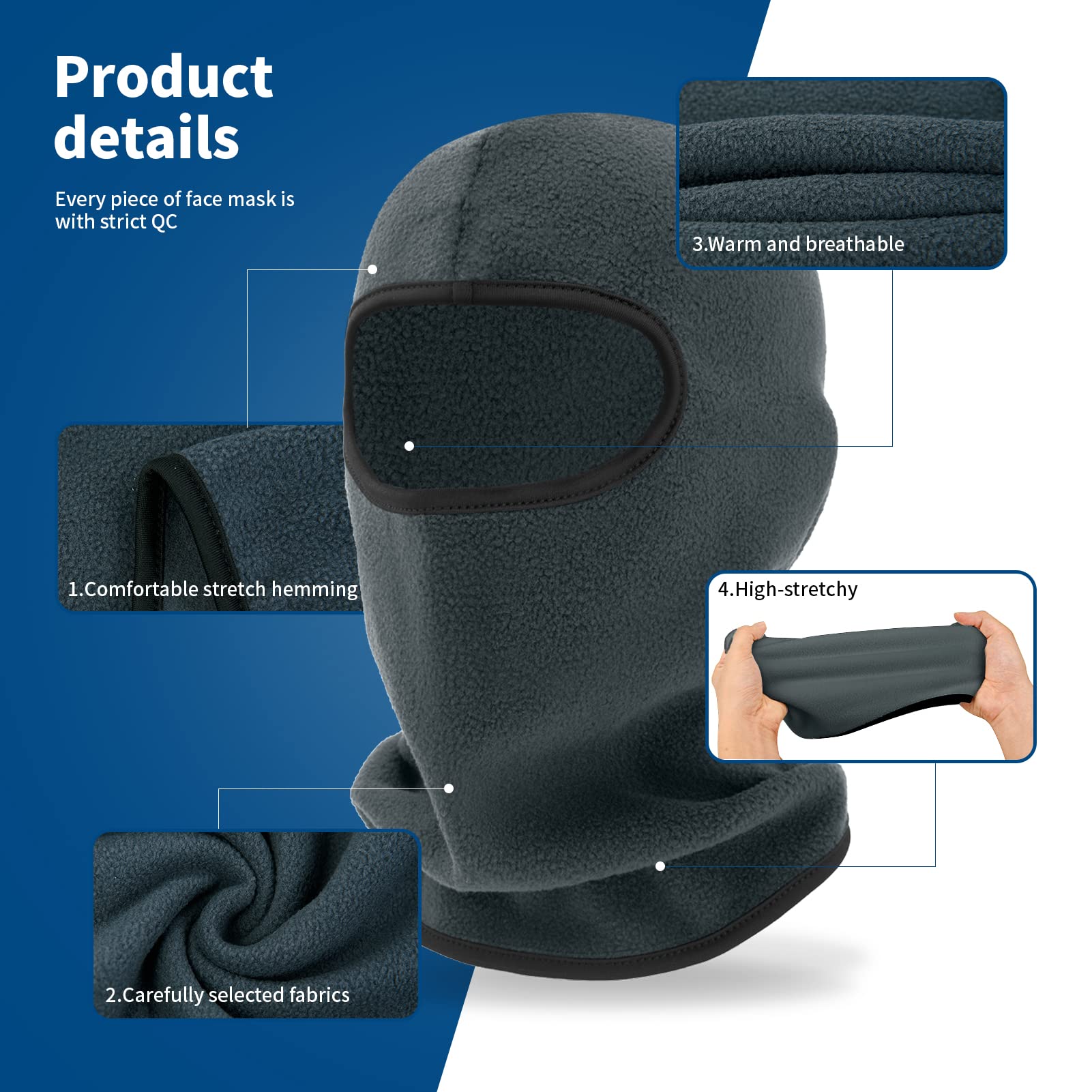 Yeslife Thicker Ski Mask, Face Mask For Men And Women In Cold Weather, Skiing, Snowboarding, Motorcycle, Uv Protection & Wind Pr