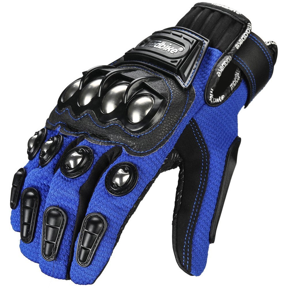 ILM Alloy Steel Bicycle Motorcycle Motorbike Powersports Racing Touchscreen Gloves (XXL, Blue) Model 10C