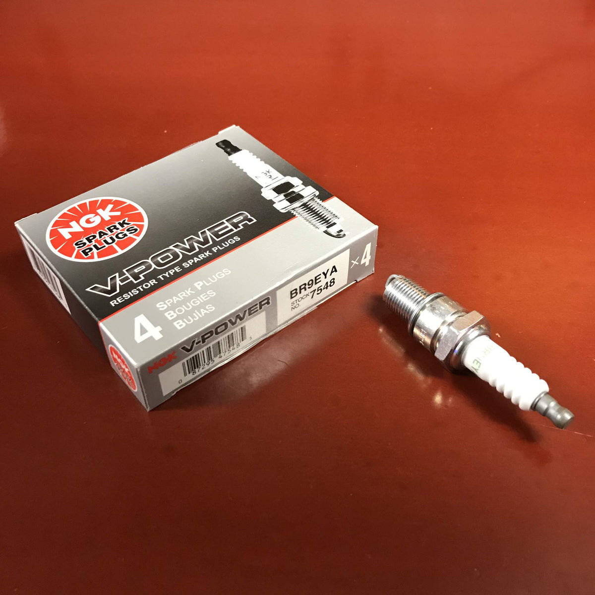 Ngk V-Power Spark Plugs - Stock #7548 - Br9Eya - Solid Tip - Pack Of (8)