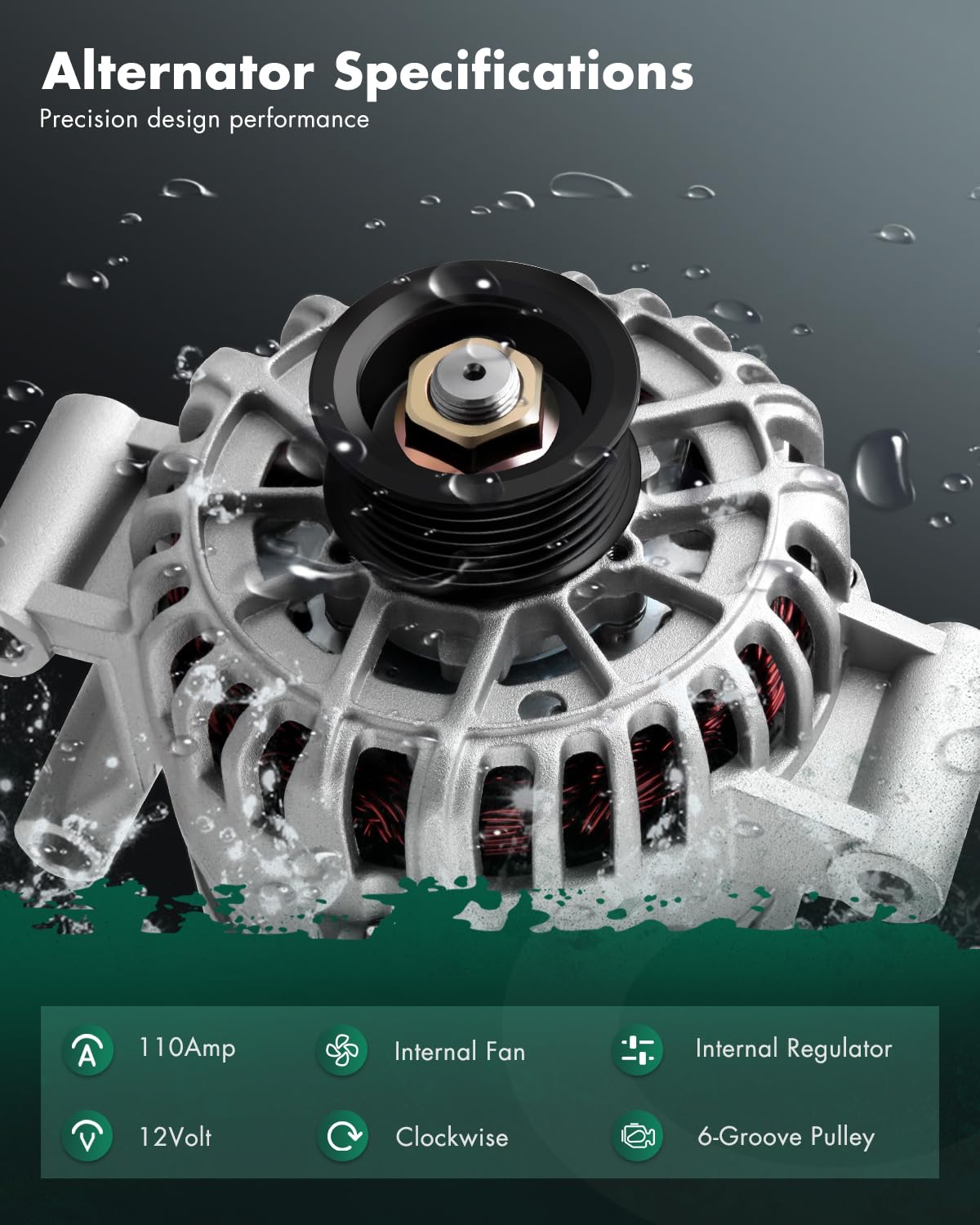 SCITOO Alternator Fit for Ford Escape for Mazda for Tribute 3.0L 01 02 03 04-12V 110Amp CW 6-Groove Pulley, Replace OE 8259 1L8U