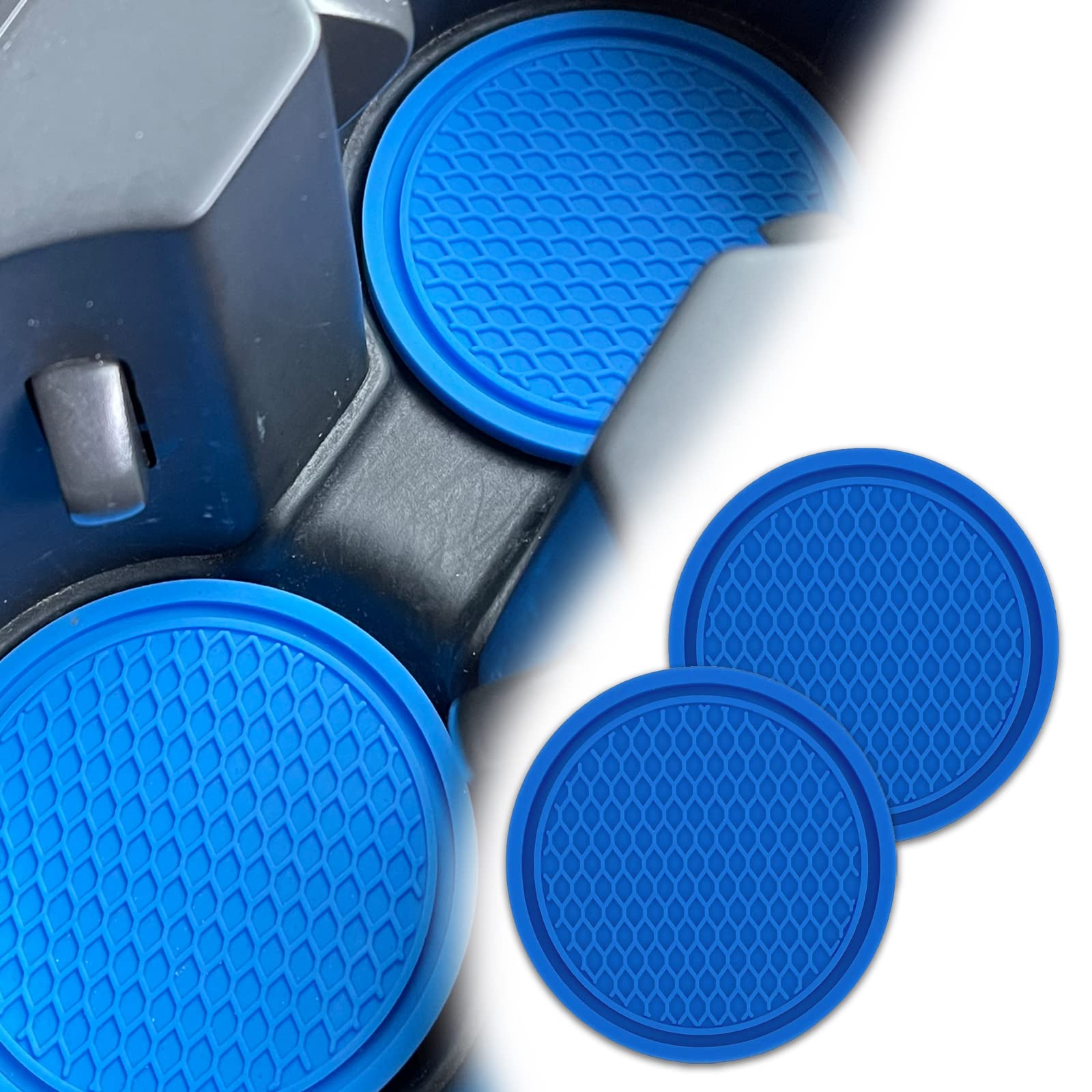 Msyuusr 4Pcs Car Cup Holder Coaster, Silicone Honeycomb Auto Anti Slip Insert Coaster, Universal Car Accessories For Most Car In