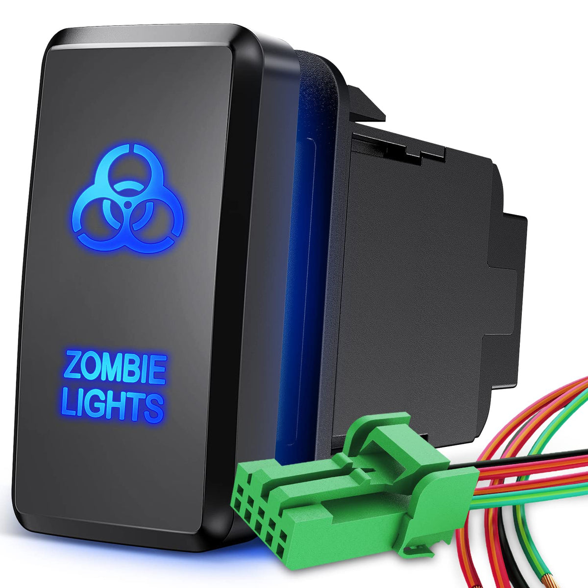 Nilight Zombie Lights Push Button Switch 12V On Off Switch With Connector Wire Kit 1.54'' X 0.83'' Replacement For Toyota Tacoma