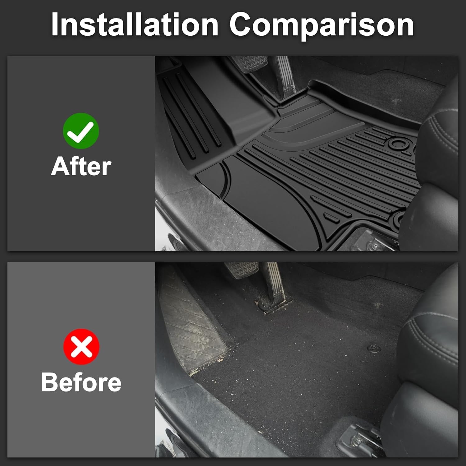 Aomsazto Floor Mats For 2020-2025 Toyota Highlander (7 Seats Only): Heavy Duty Tpe All Weather Protection Car Floor Mats - 3 Row