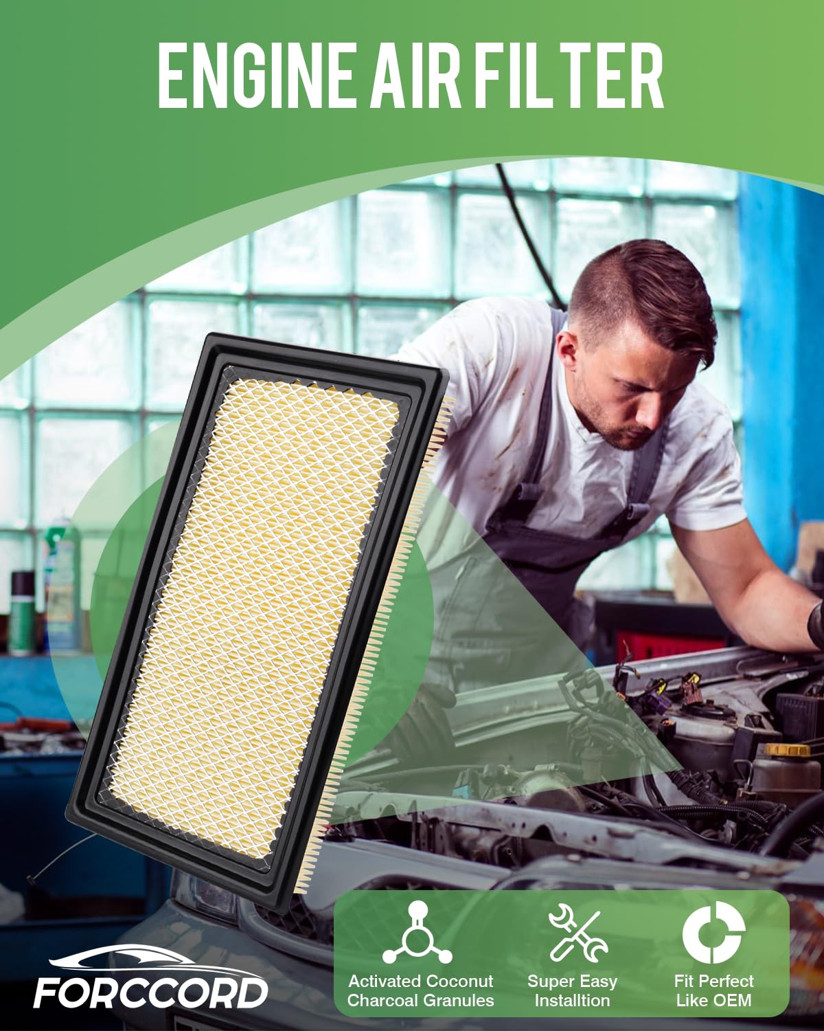 Forccord Cabin & Engine Air Filter Kit Fit For Explorer 2.3/3.0L (2025-2020), Police Interceptor Utility 3.0L (2024-2020), Aviat