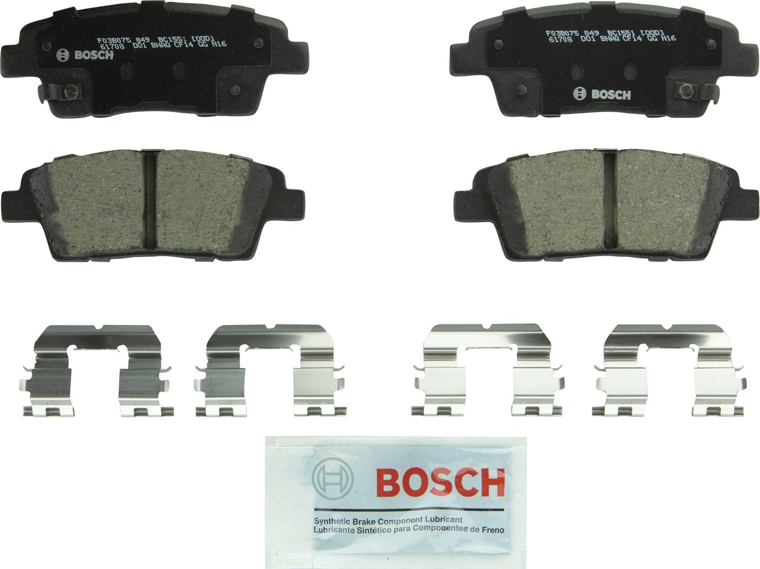 BOSCH BC1551 QuietCast Premium Ceramic Disc Brake Pad Set - Compatible with Select Genesis G80; Hyundai Genesis; Kia K900; REAR