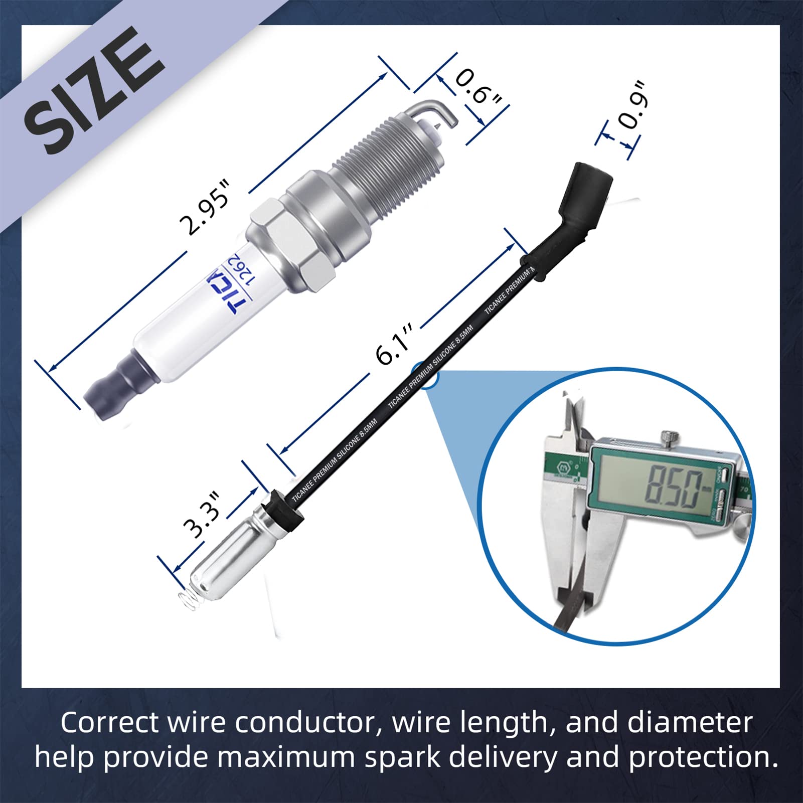 TICANEE Spark Plugs and Wires for Chevy 5.3L Silverado Suburban Avalanche Tahoe 4.8L 6.0L, 12621258 Iridium Spark Plugs Compatib