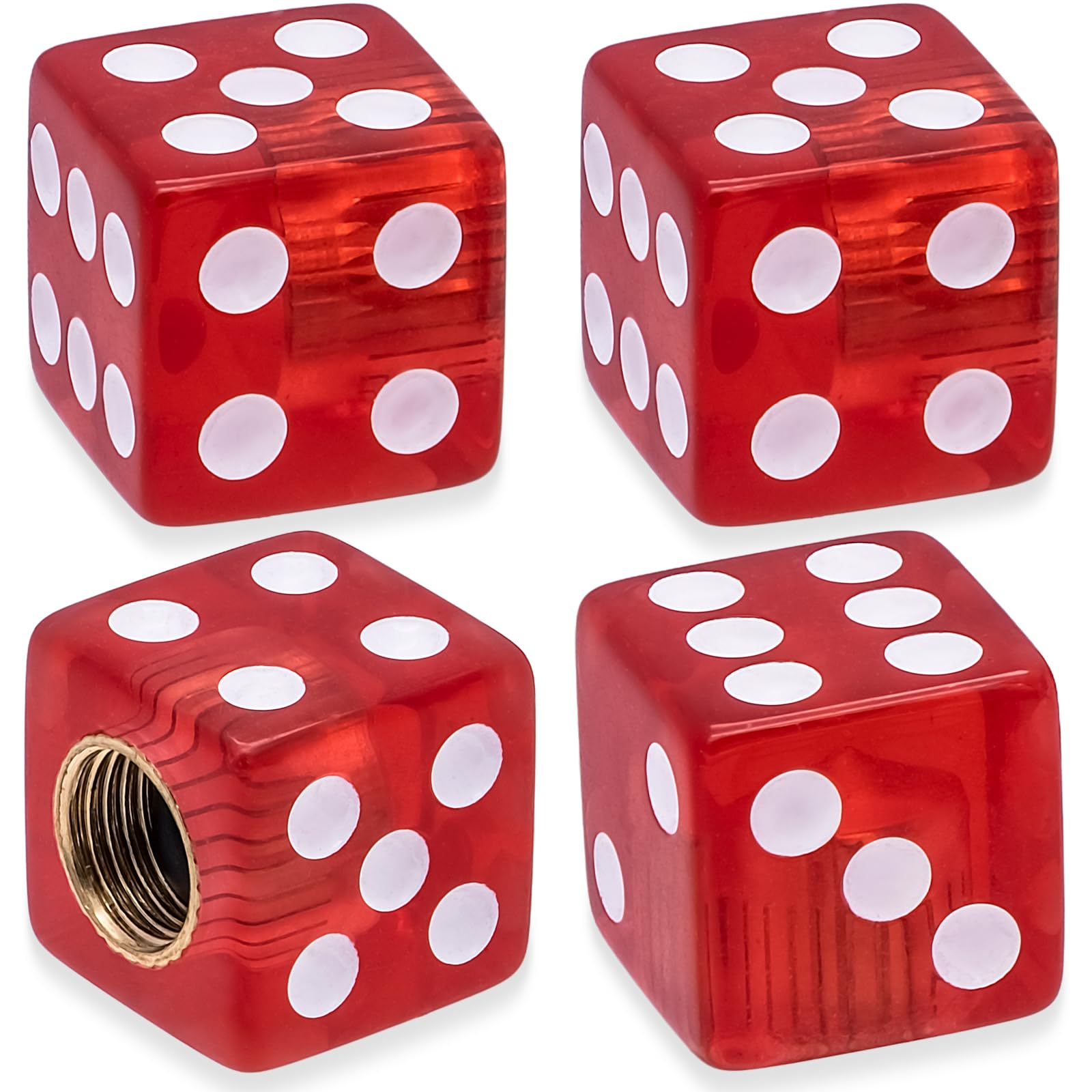 Meajoo 4Pcs Dice Shape Tire Valve Stem Caps, Universal Copper Core Dustproof Tire Valve Stem Covers For Cars, Suv, Trucks, Bikes