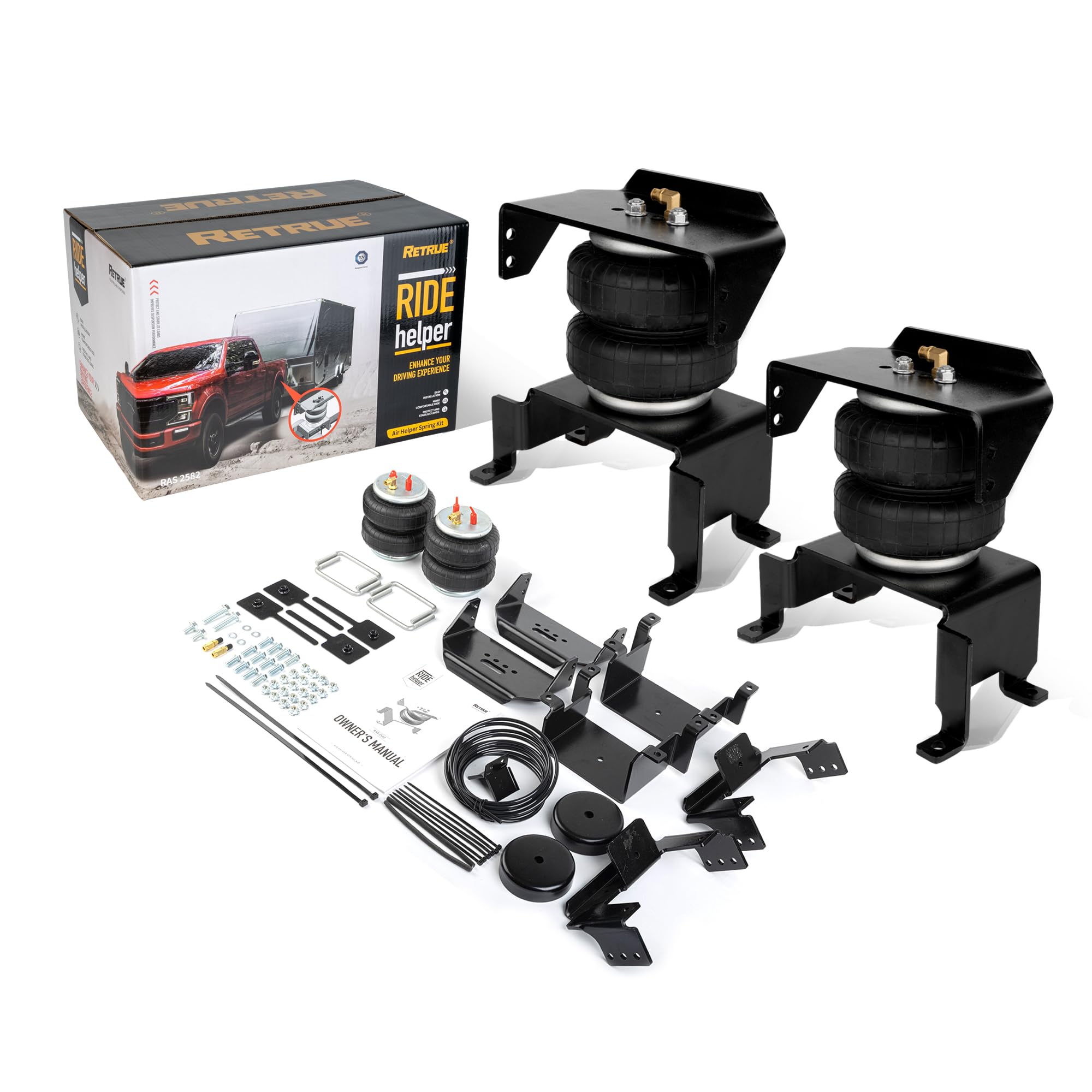 RETRUE Air Spring Bag Suspension Kit for 2015-2023 Ford F150 [up to 5,000 lbs. of Load Leveling Capacity] Ride-Helper/Air Helper