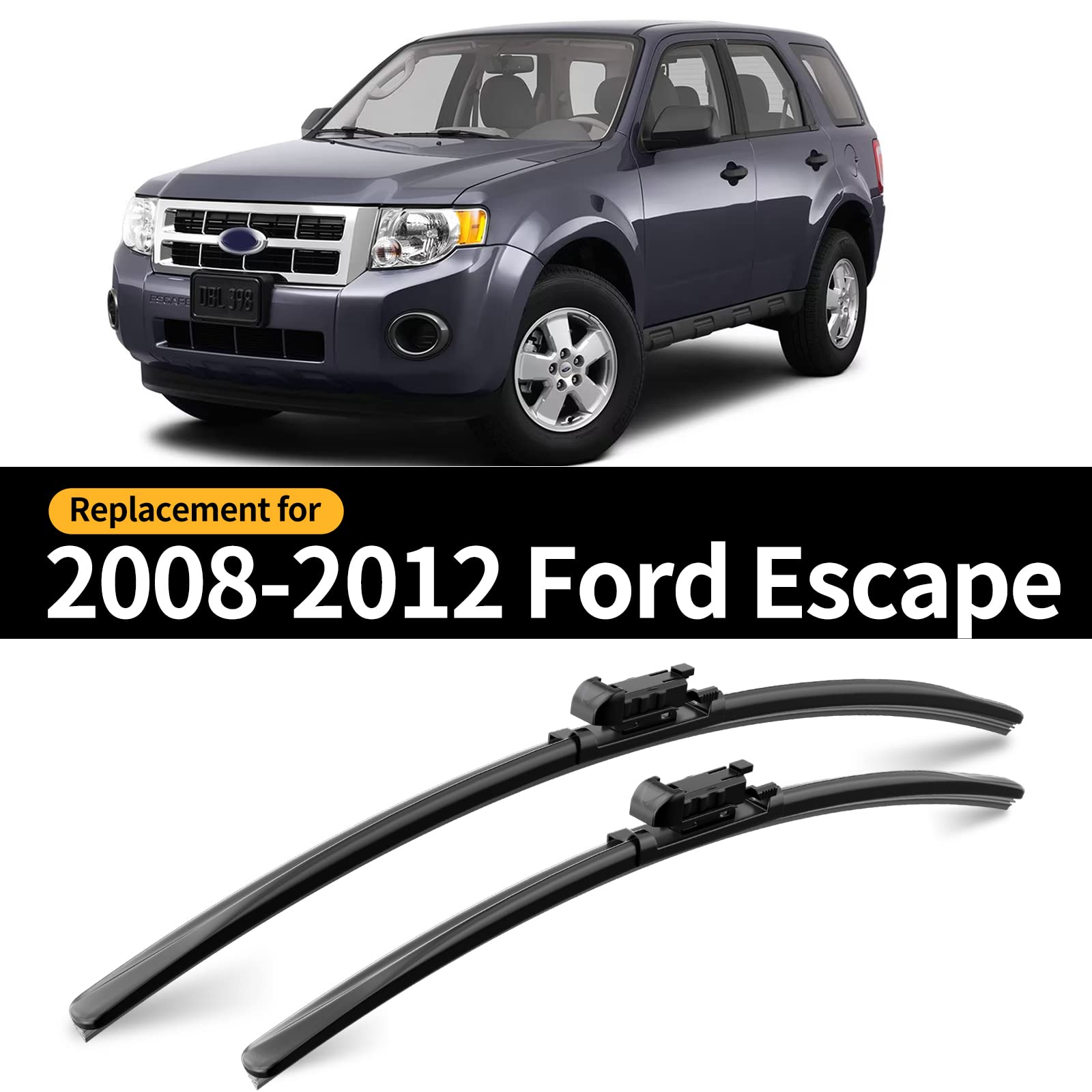 Gardimu Front And Rear Windshield Wiper Blades, 3 Pcs Front And Back Windshield Wipers Blades Replacement For Ford Escape 2008-2