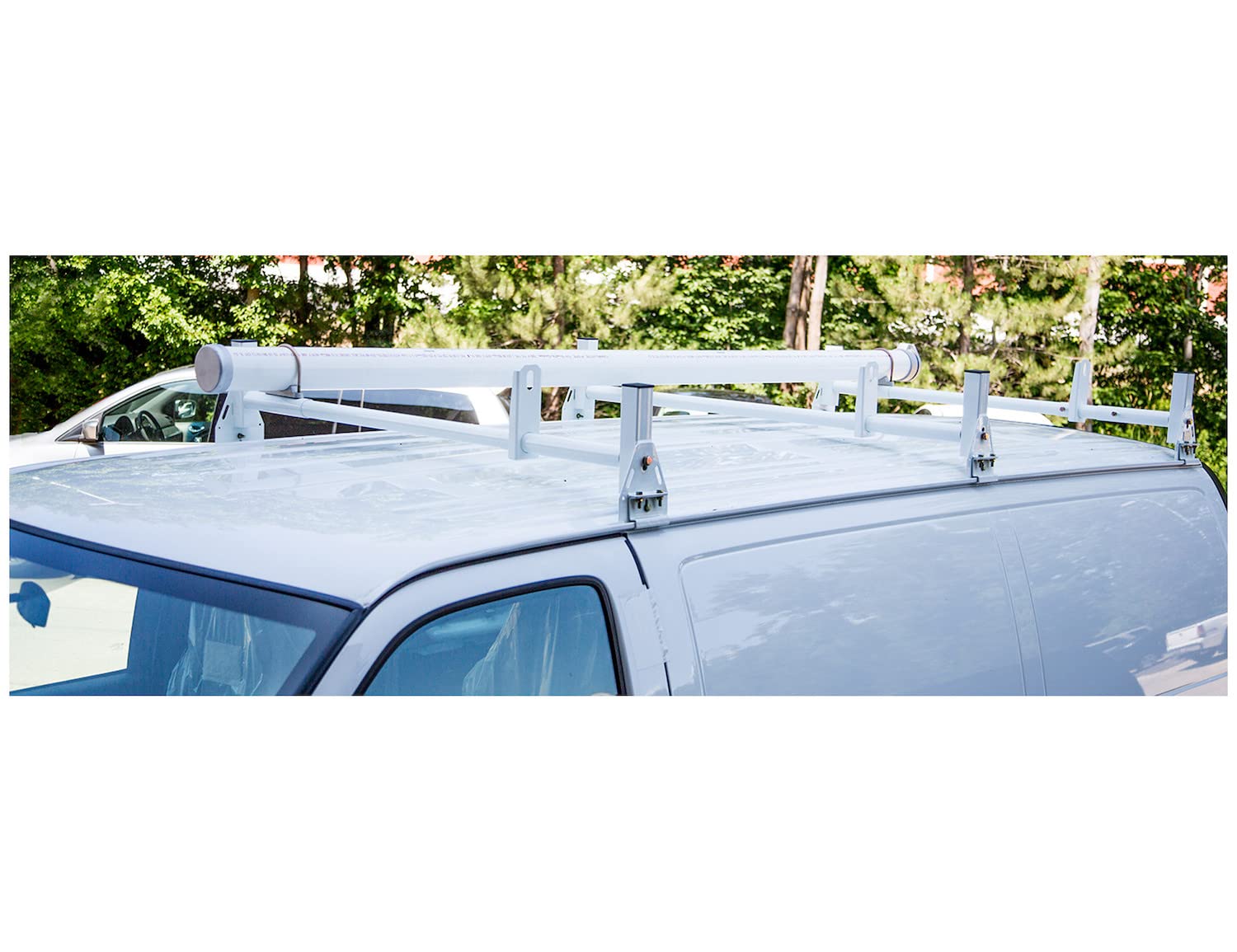 Buyers Products 1501310 Ladder Rack for Work Van, Adjustable Width, White Powder-Coated Carbon Steel, Contractor Rack for Vans,