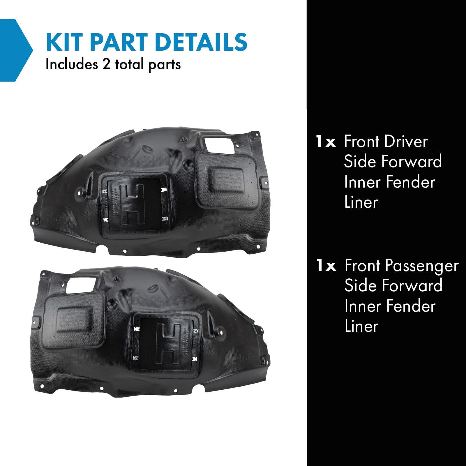 Trq Front Inner Fender Liner Set Compatible With 2013-2018 Bmw 320I 2014-2018 328D 328D Xdrive 2012-2016 328I 2014-2016 328I Xdr