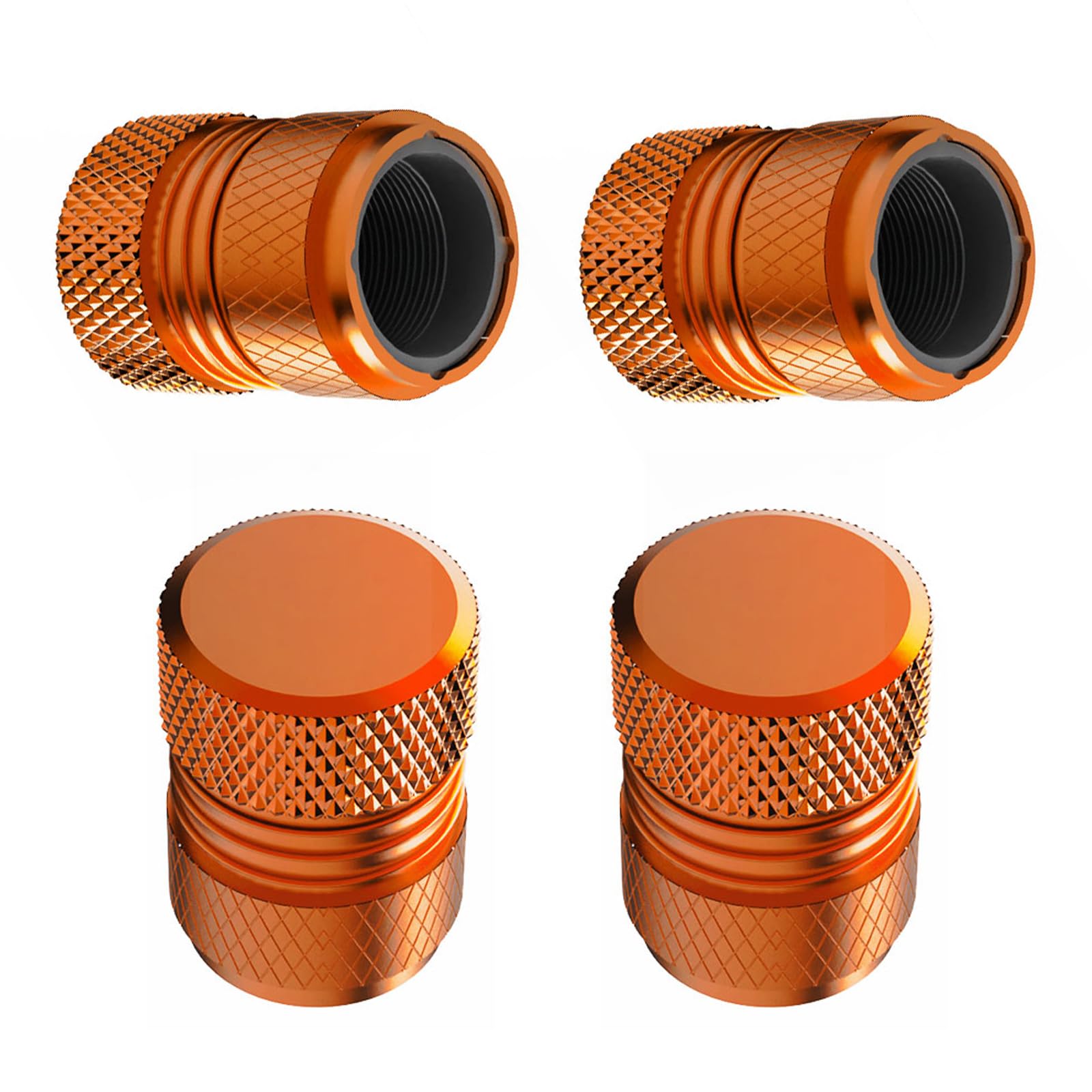 Tire Valve Stem Caps - 4 Pack Anti-Corrosion Premium Anodized Alloy Tyre Air Valve Caps Universal For Car Suv Bike Orange