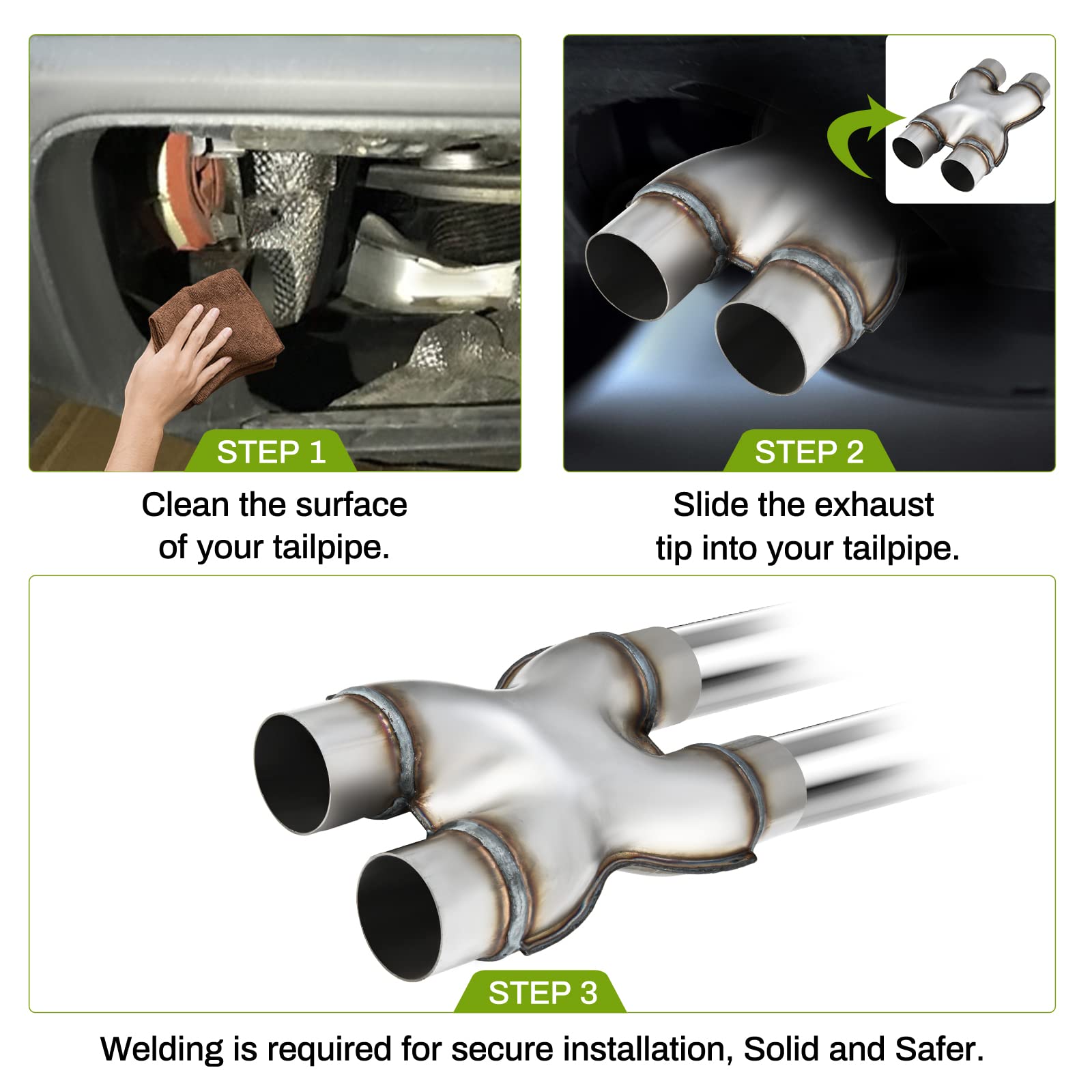 AUTOSAVER88 Exhaust X Pipe 2.5 Inch Inlet, 2.5' Inlet 2.5' Outlet 12' Long 201 Stainless Steel Universal Exhaust Pipe for Smoother Exhaust, Dual 2 1/2 Inch Crossover X Pipe, Weld-On