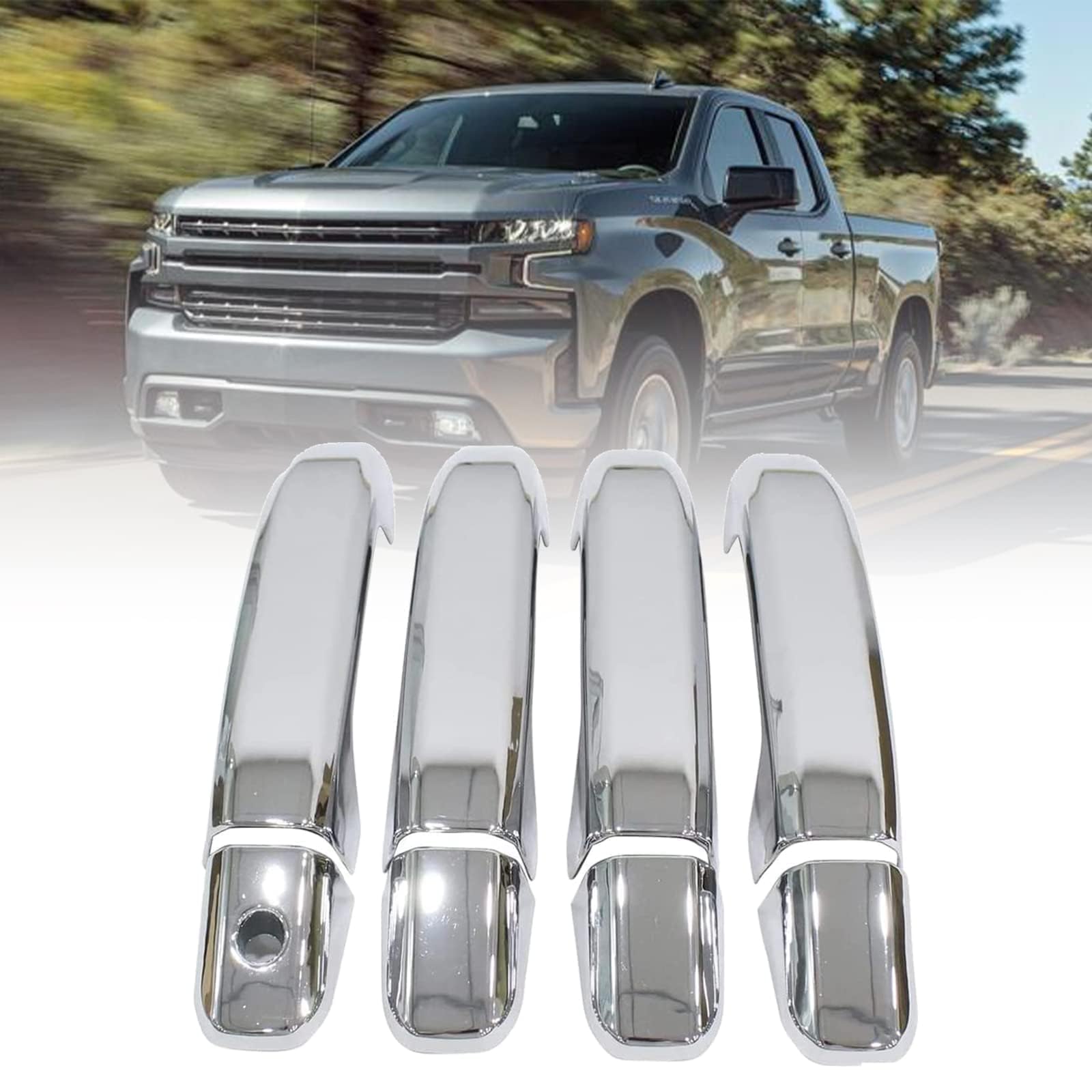 Gxarts Chrome Triple Plated 4 Door Handle Cover Compatible With Chevy Silverado 1500 2500 3500 Hd 2020 2021 2022 Compatible With