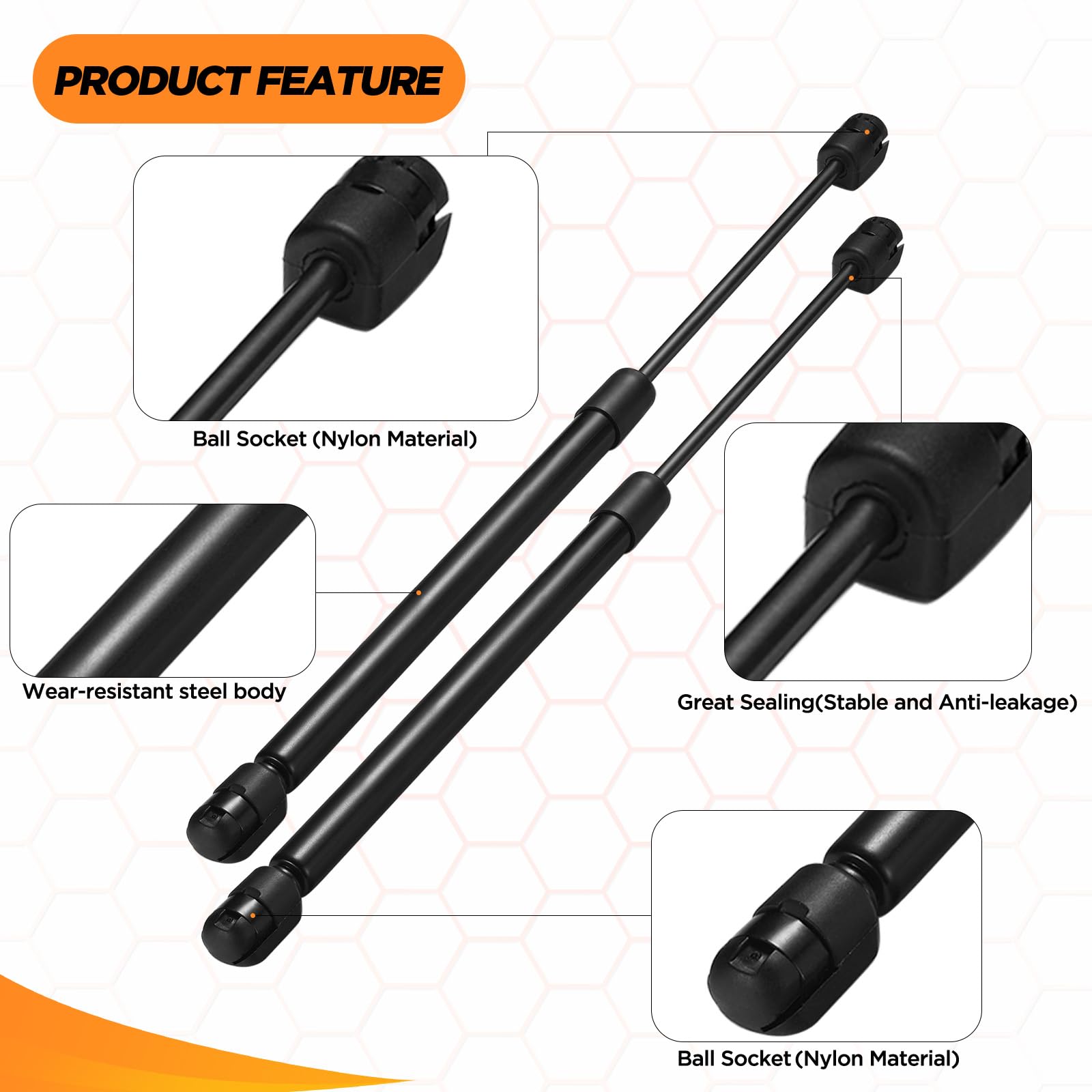 SYKRSS C16-11028 12 '' Gas Strut 12inch 40Lbs/178N Struts Shock Lift Support Gas Spring for Camper Shell Side Window,Pickup Topp