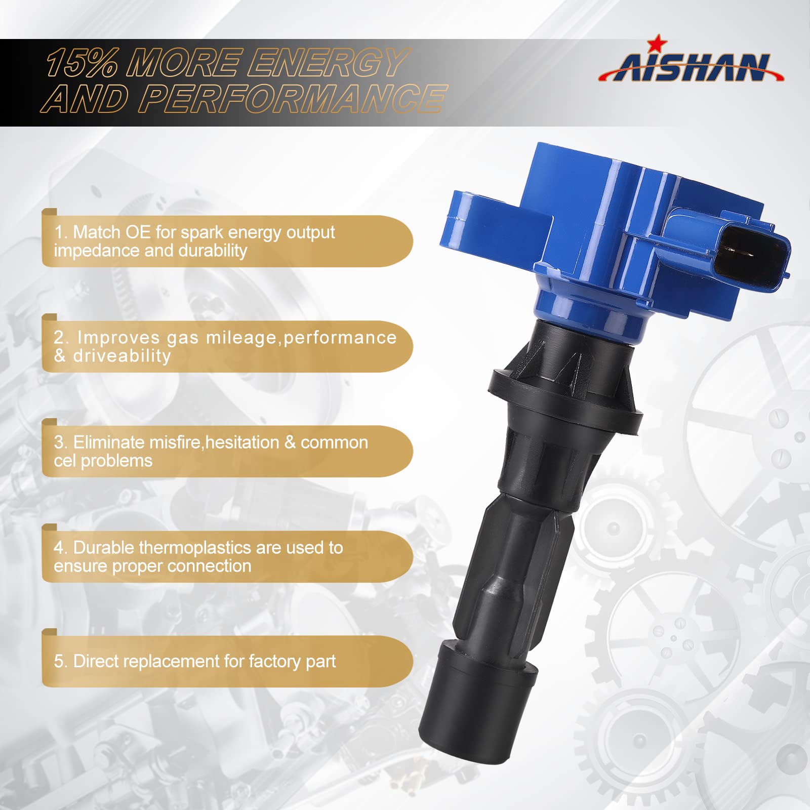 Aishan Set Of 4 Ignition Coil Pack Compatible With Mazda 3 2006-2013, For Mazda 6 2006-2013, Cx-7 2007-2012, Mx-5 Miata 2006-201