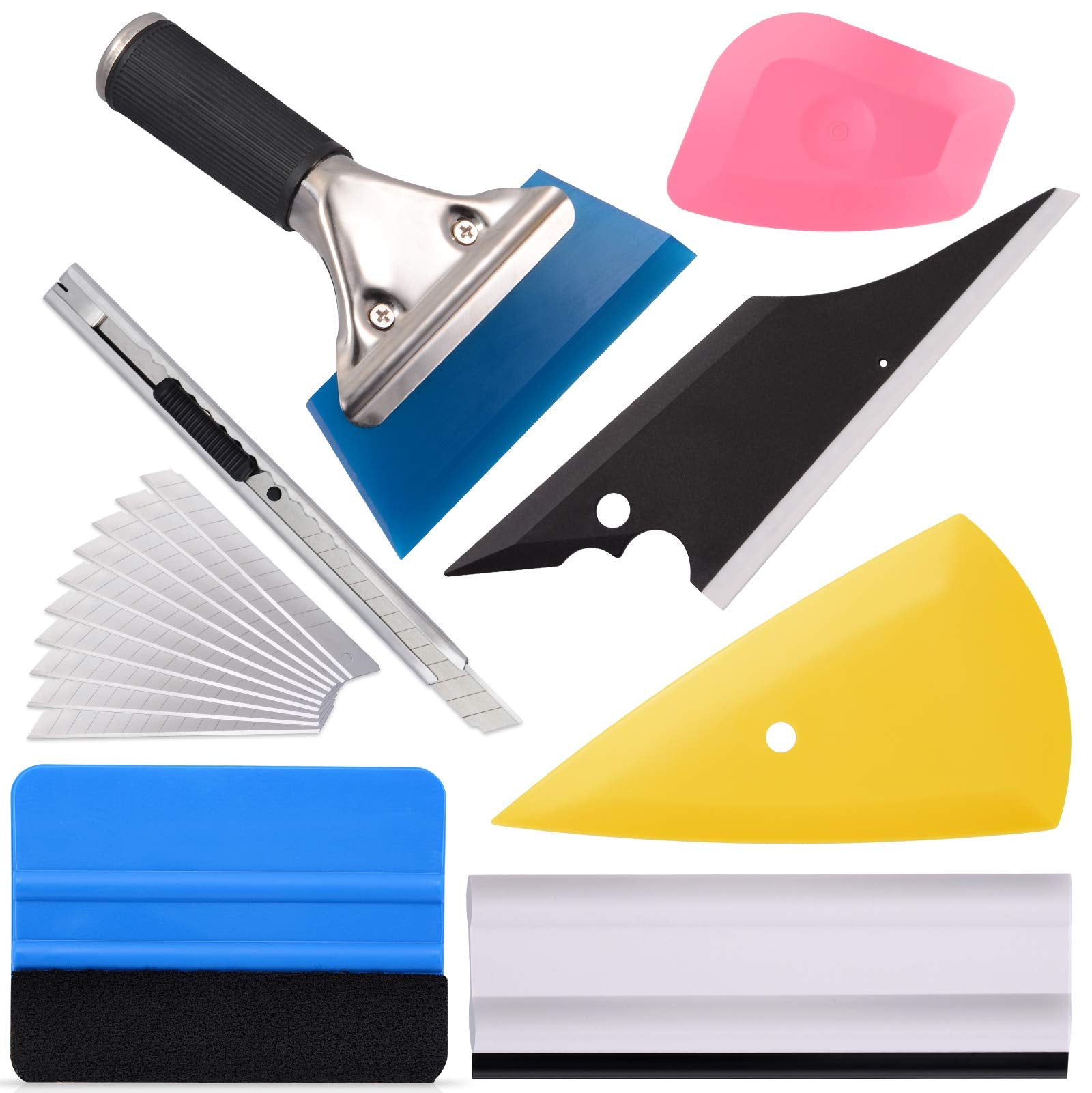 Ehdis Vinyl Wrap Tool Window Tint Kit 7 Pieces Vehicle Tinting Tools Car Glass Protective Film Wrapping Installation Set Include