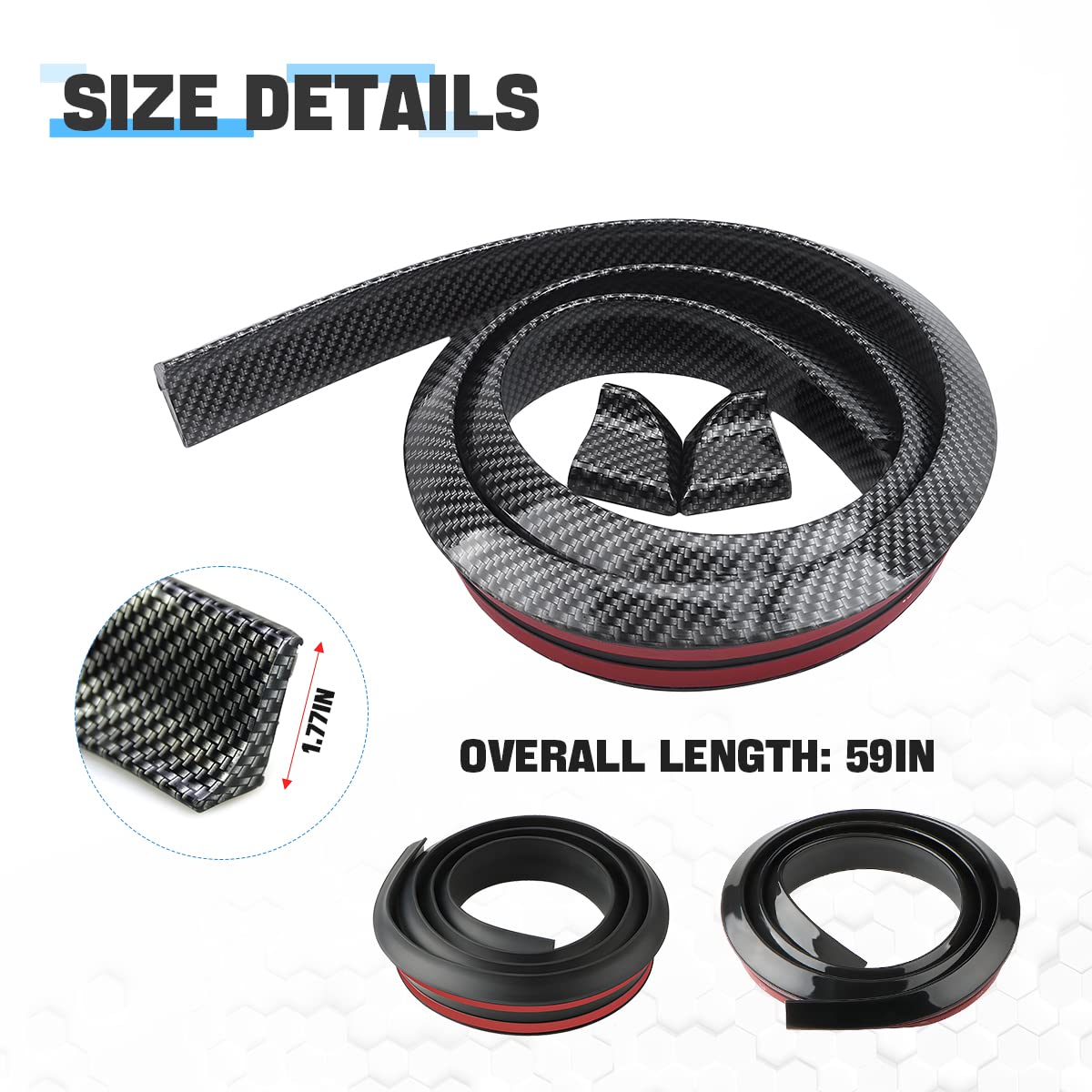 Blilo Car Trunk Spoiler Lip Kit, Universal 4.9Ft Automotive Rear Wing Strip Bar Kit, Vehicle Punch-Free Installation Tail Fin Ro