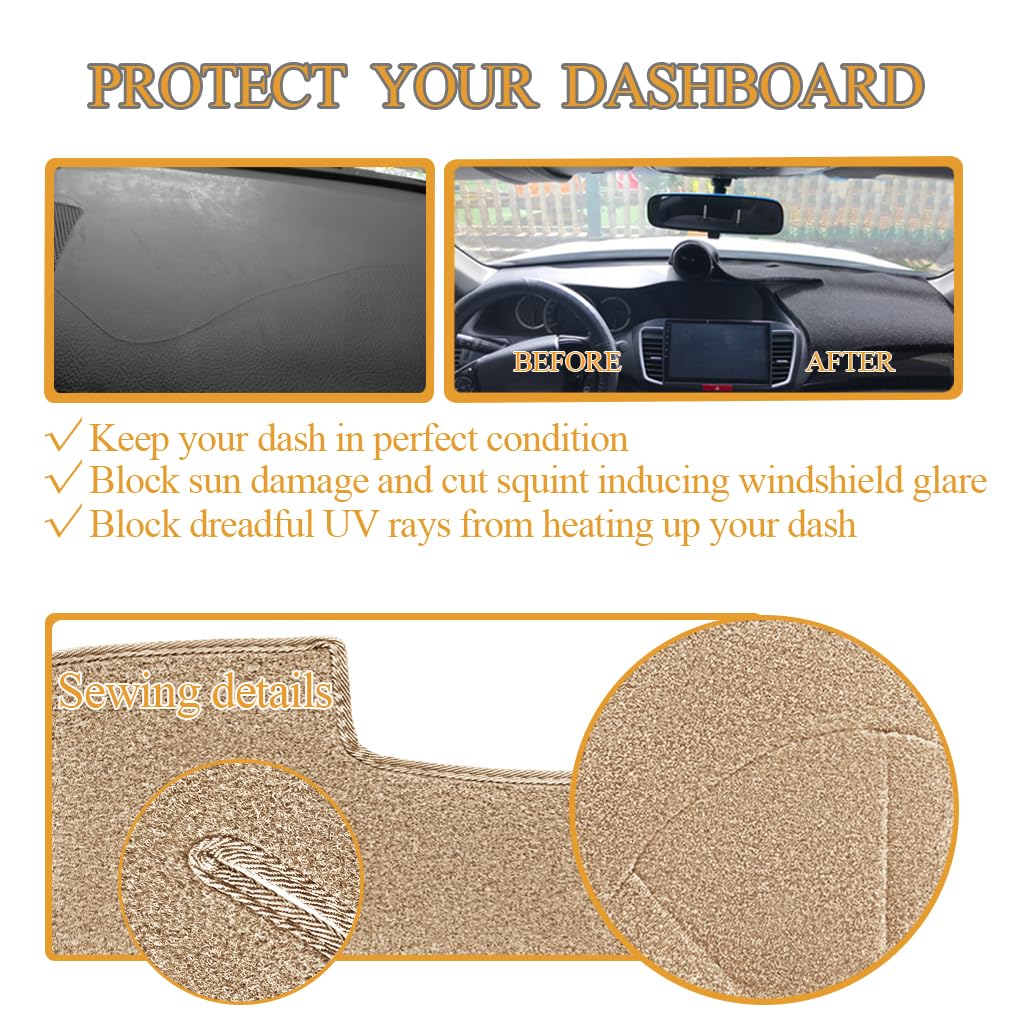 Yiz Dashboard Cover Dash Cover Mat Pad Custom Fit for Dodge Ram 1500 2500 3500 1998 1999 2000 2001 (98-01 Beige) Y21