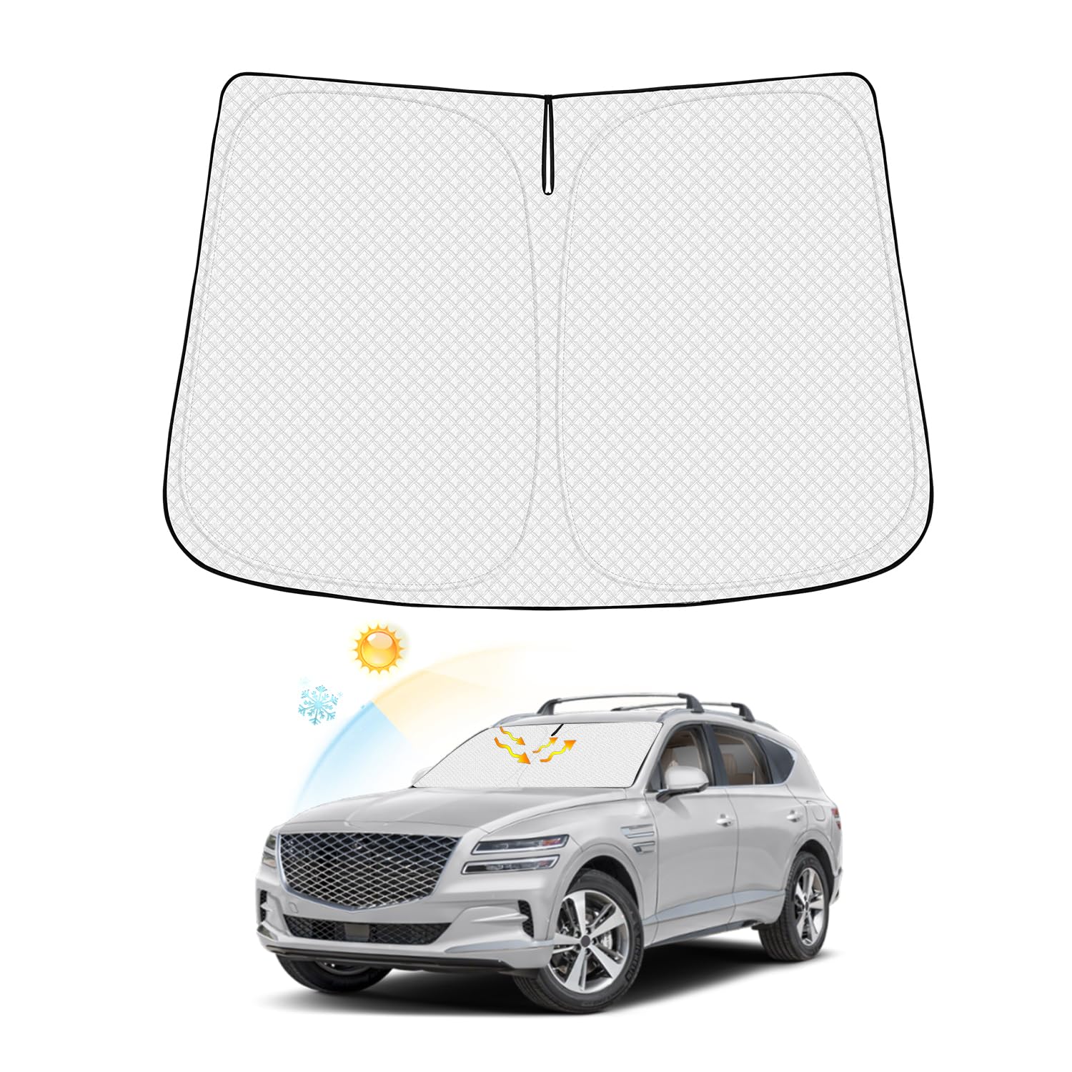 Canvcle Windshield Sun Shade For 2021-2024 2025 Genesis Gv80 Accessories Thicken 6-Layer Front Window Sunshade Cover Sun Visor P