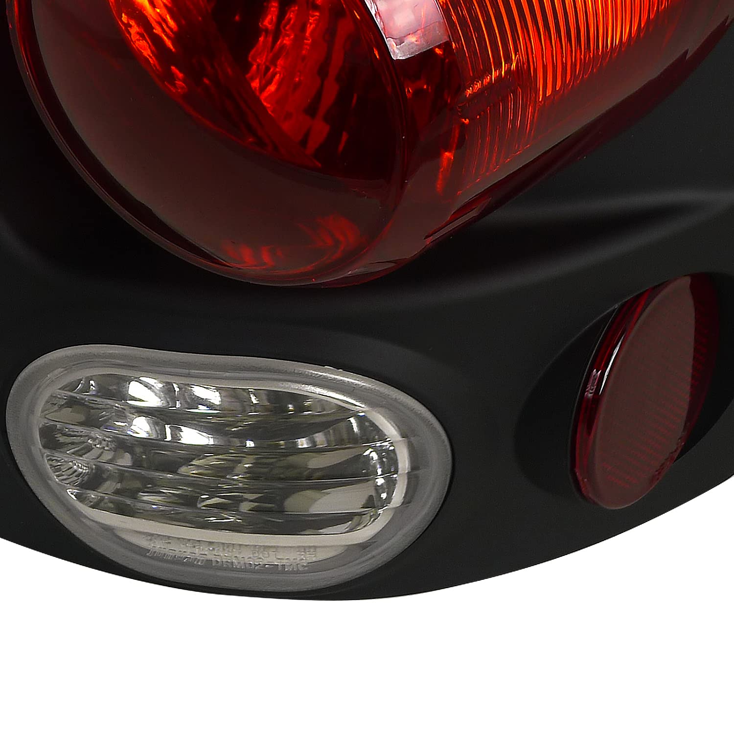 Spec-D Tuning Black Housing Clear Lens Tail Lights Compatible with 2002-2006 Dodge Ram 1500/2500/3500, Left + Right Pair Assembly