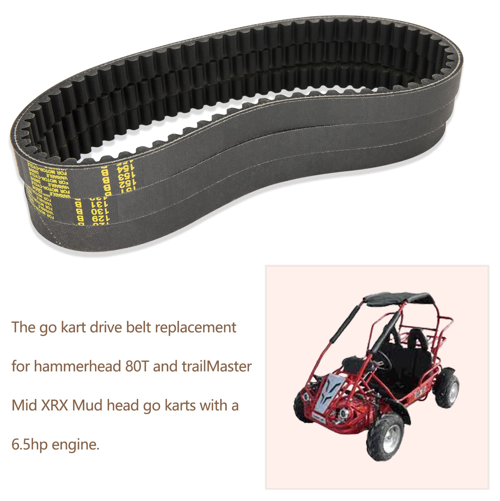 Go Kart Drive Belt 725, 30 Series Torque Converter Belt Compatible With Hammerhead 80T Trailmaster Mid Xrx Mud Head Go Kart 6.5Hp Engine 3 Pcs