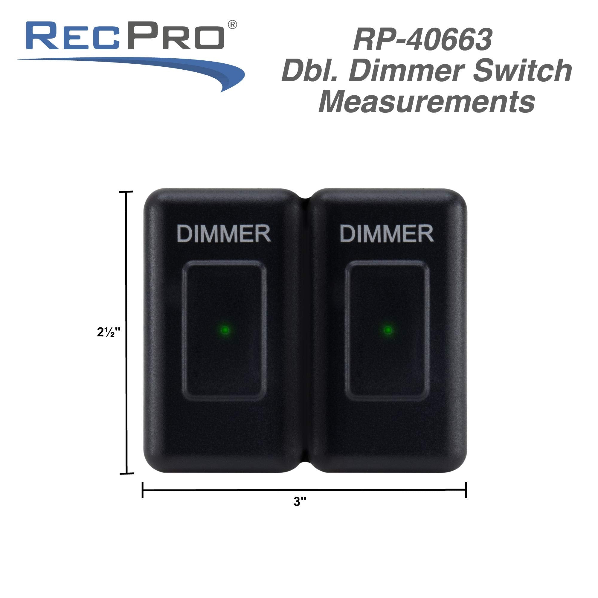 Recpro Dimmer Switch | Rv 12V Touch Dimmer Switch | Compatible With Led, Incandescent, Or Halogen Bulbs (Double)