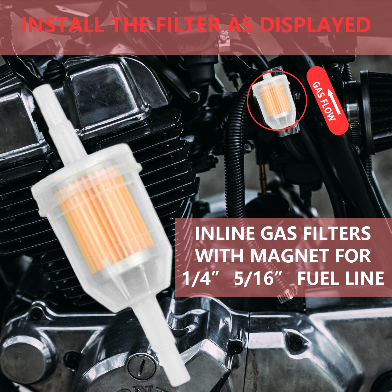 Sofo 12 Pack Inline Fuel Filters With Magnet For Small Engines Fit For Briggs & Stratton John Deere Kawasaki Kohler, Lawn Mowers, And Motorcycles 1/4 Inch X 5/16 Inch