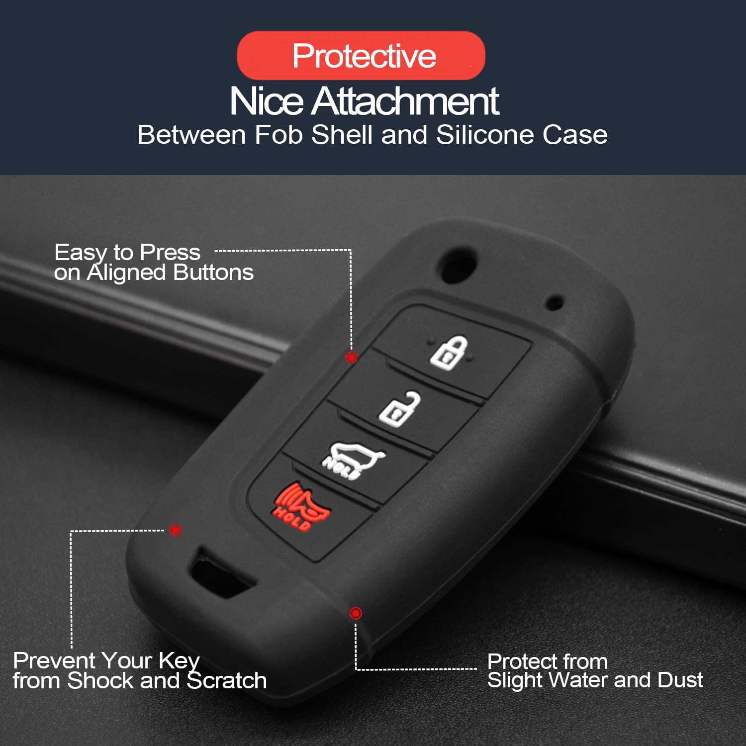 INFIPAR 2pcs Compatible with Hyundai Elantra Accent Elantra GT Kona Santa Cruz Santa Fe Sonata Tucson Veloster Key Fob Cover Cas