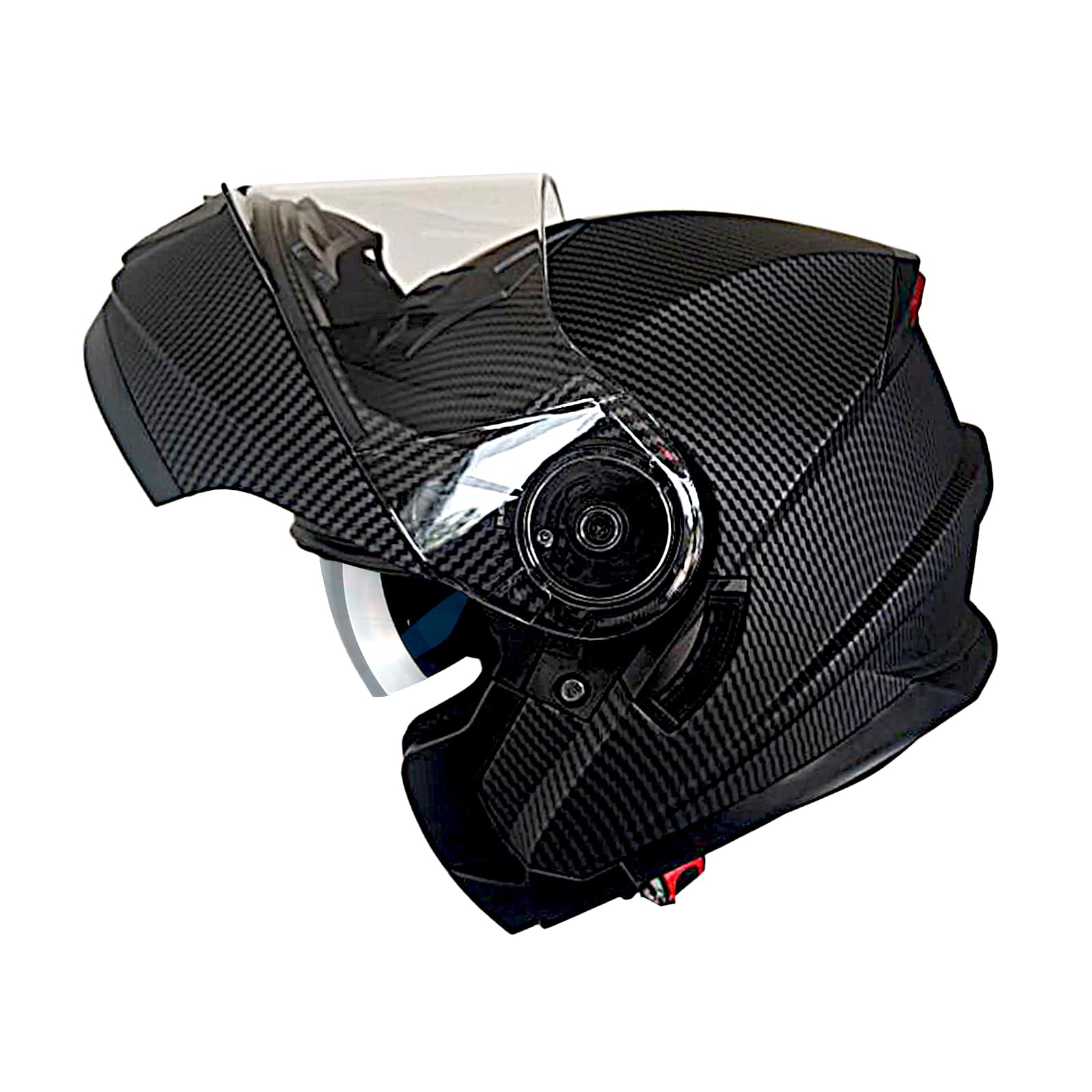 1Storm New Motorcycle Bike Modular Full Face Helmet Dual Visor Sun Shield With Rechargable Led Tail Light: Modular901 Matt Carbo