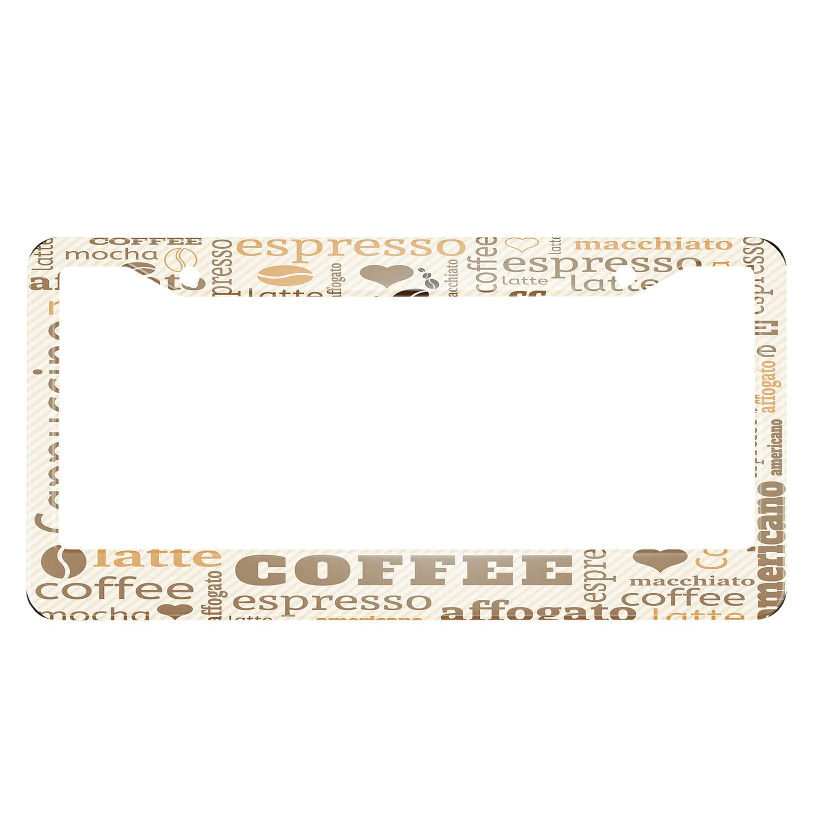 Hosnye Coffee Cup License Plate Frame Typography From Words Word Cloud Metal License Plate Cover Front Plates Frames Car Tag Frame For Women Men Us Vehicles Standard