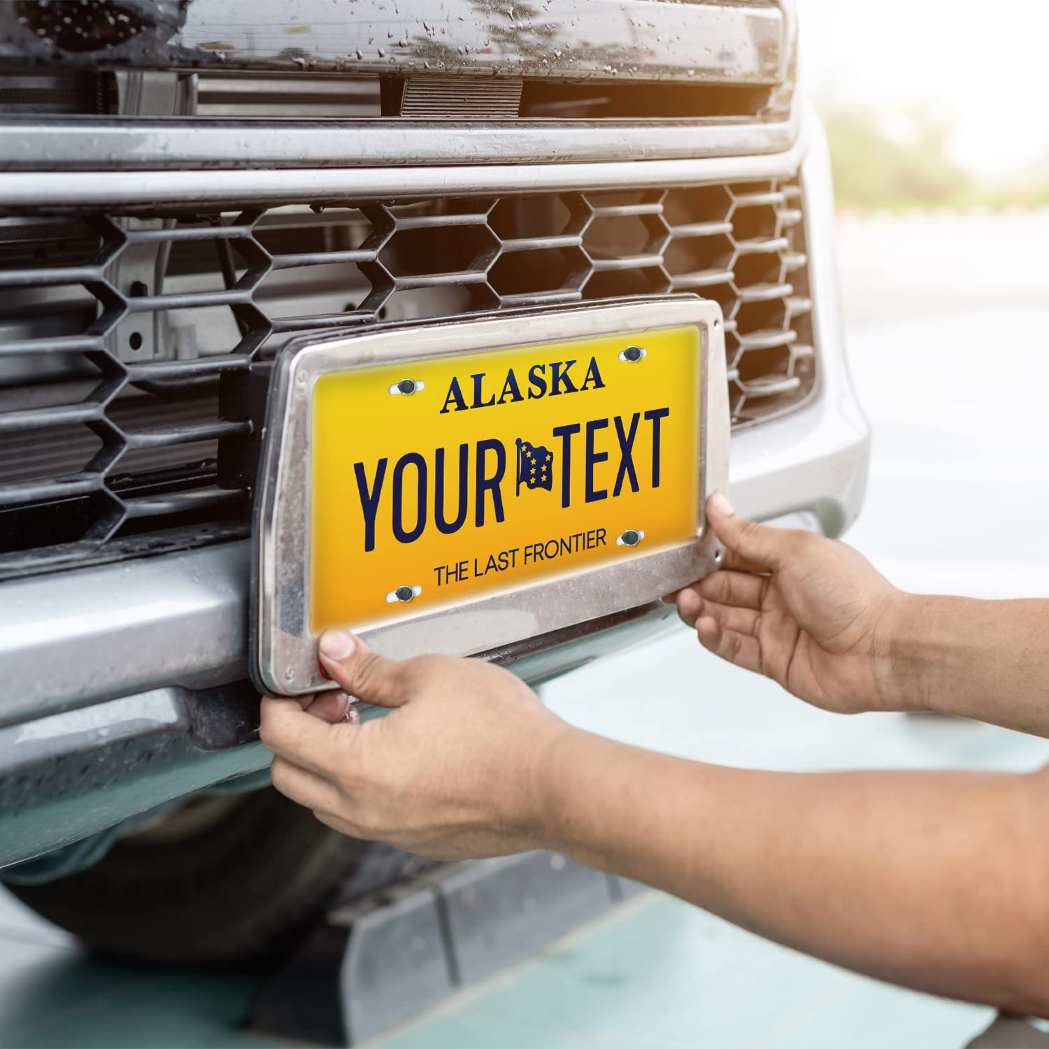 Custom Alaska License Plate, Personalized 50 States Fake License Plate For Front Of Car Sign 6X12 Inches, Rust Free .040 Aluminum, Fade Resistant, Made In Usa By Sigo Signs