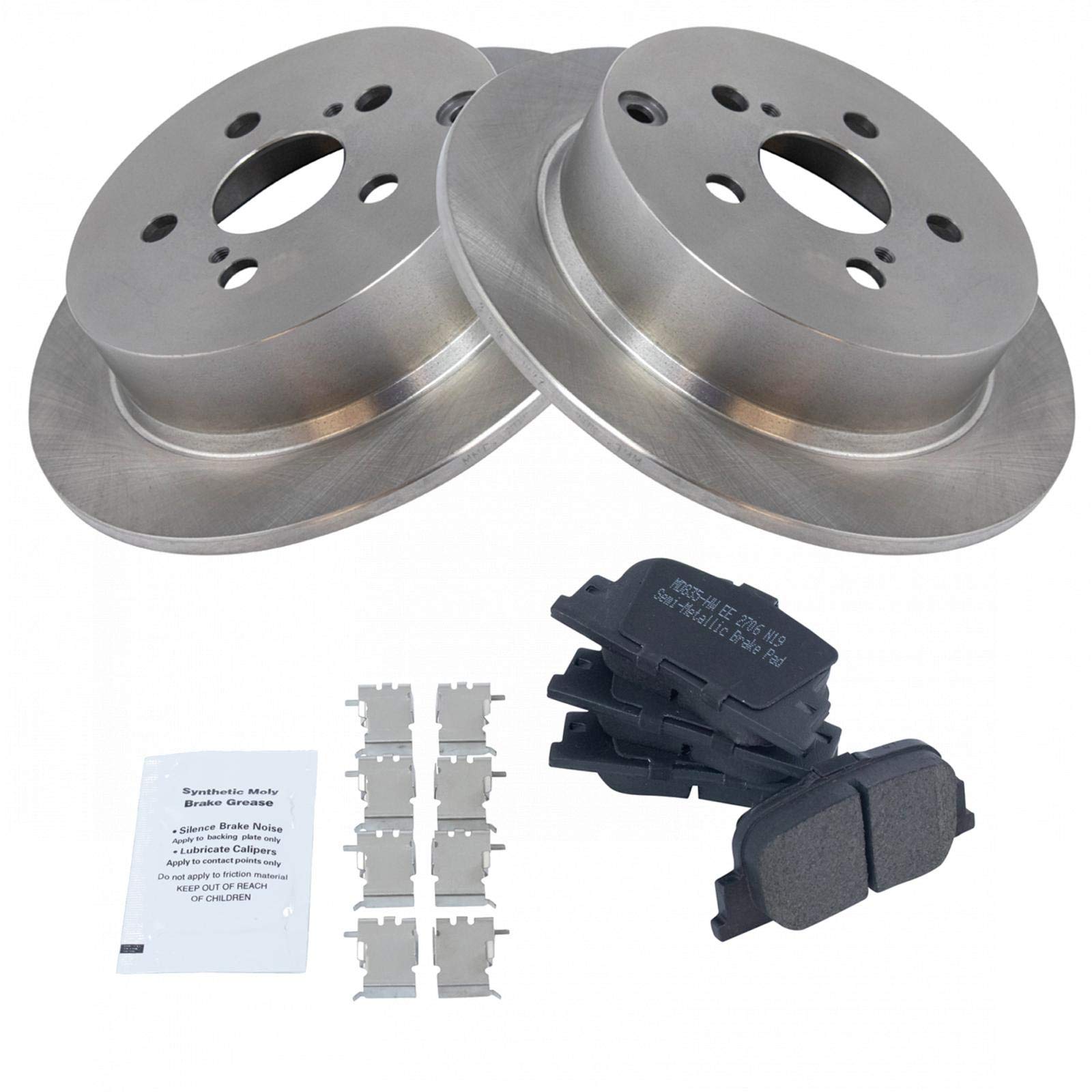 Trq Rear Brake Pad & Rotor Kit Brake Pads Brake Rotor Semi-Metallic Compatible With 2005-2010 Scion Tc