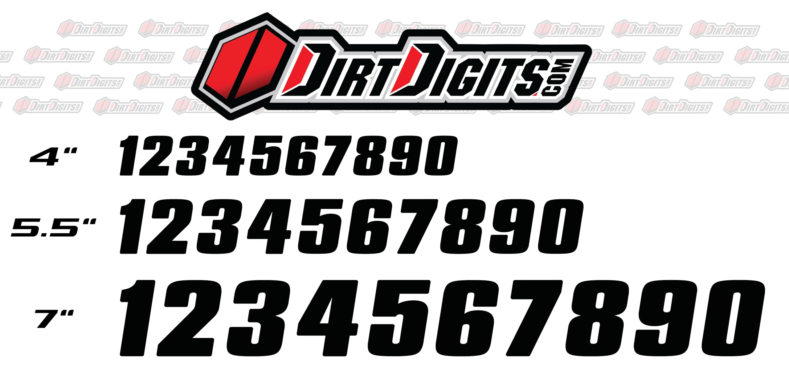 Dirt Digits Dd53B-7 Black 5.5'' High-Gloss Precision Die Cut Vinyl Number 7, 3 Pack