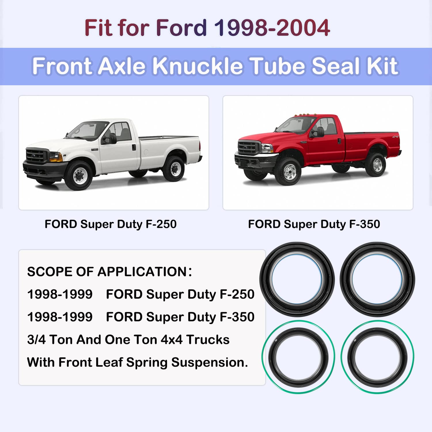 For Ford 1998 1999 2000 2001 2002 2003 2004 F250 F350 F450 F550,Superduty Dana 50 And 60,Front Axle Knuckle And Tube Seal Kit