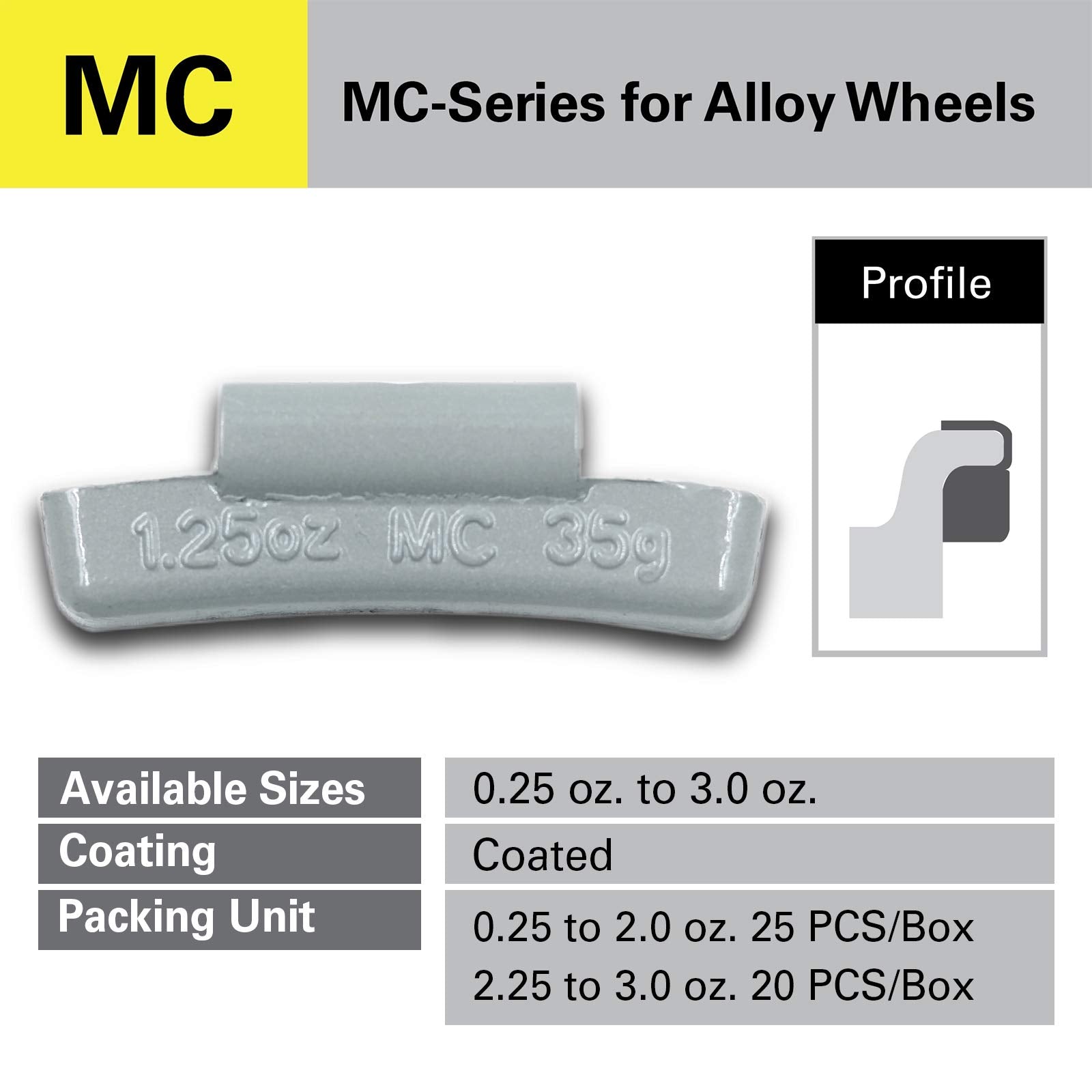 Ckauto Mc-Series Coated 2.25Oz Lead Clip On Wheel Weights, 20Pcs/Box