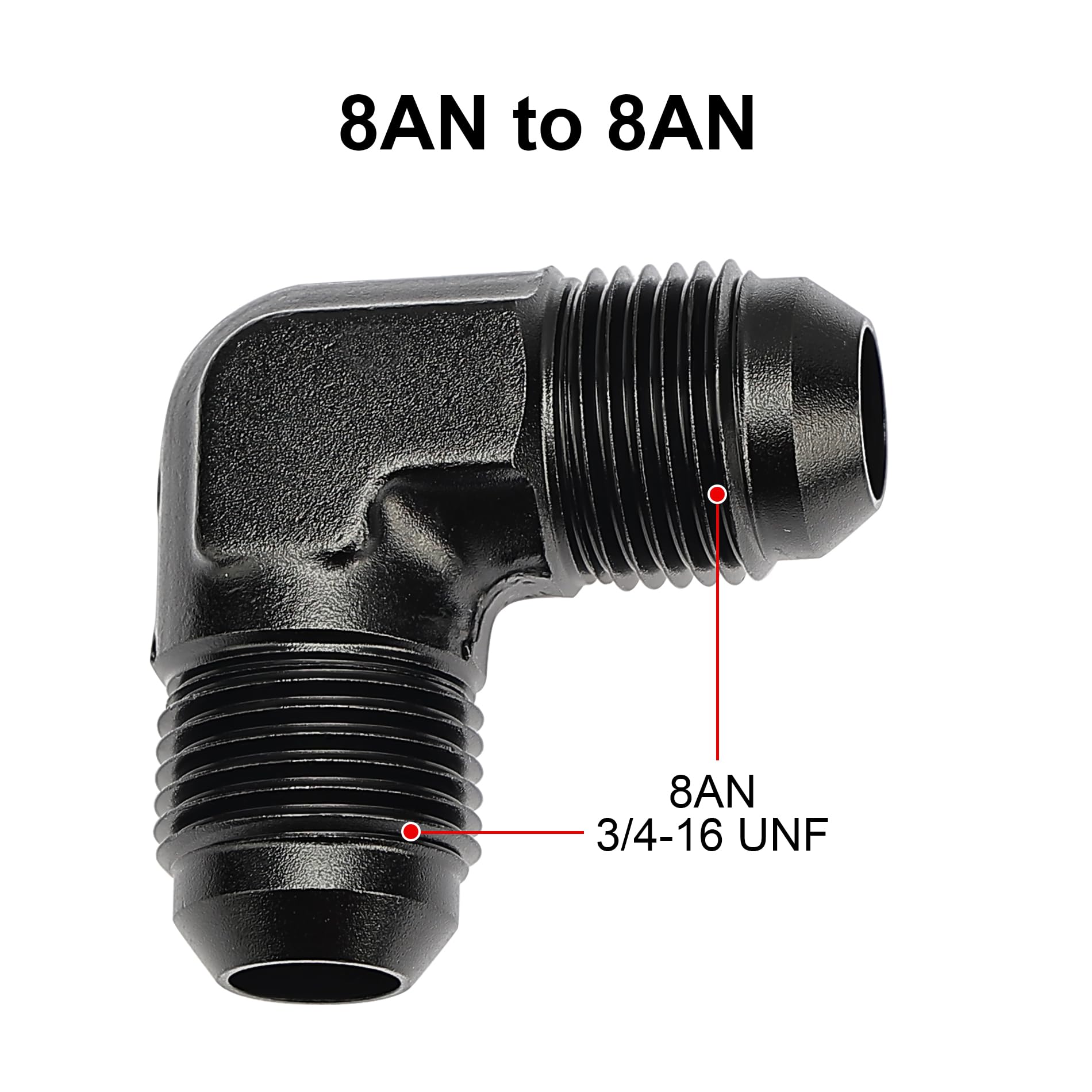 EVIL ENERGY 8AN Male to Male Flare 90 Degree Union Coupler Fitting Coupling Aluminum Black