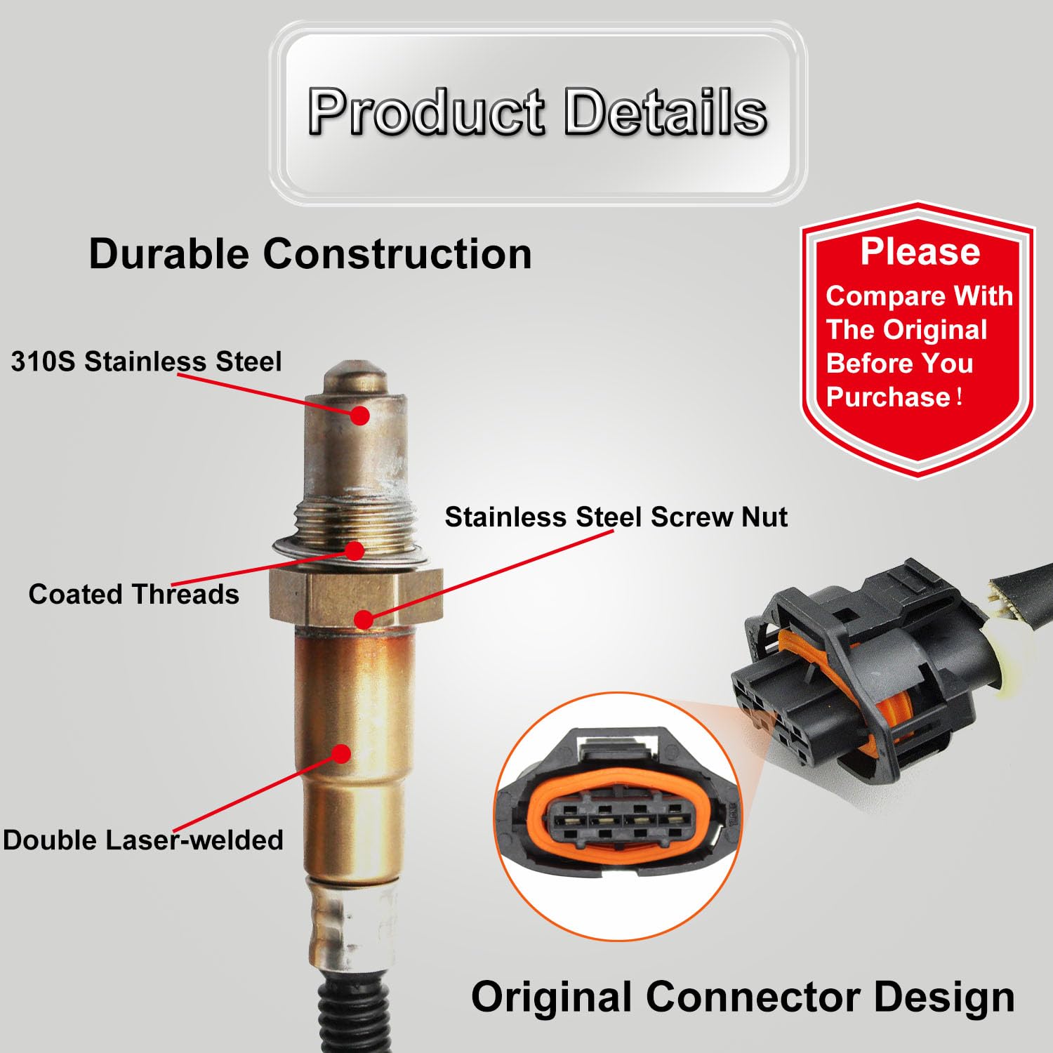 Oxygen Sensor Upstream&Downstream O2 Sensor 234-4528 234-4529 Fit For Chevy Cruze 2011-2015 1.4L L4, Sonic 2012-2020 1.4L L4, Tr
