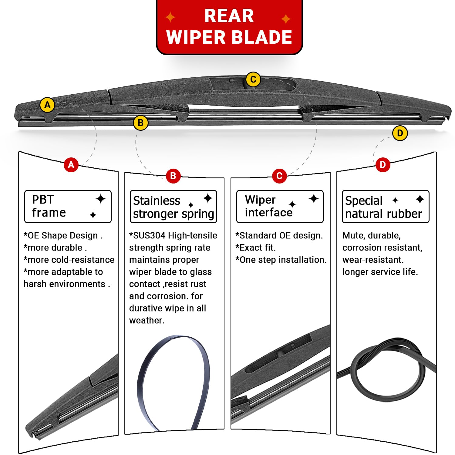 Raintok Windshield Wiper Blades Replacement For 2003-2008 Subaru Forester / 2009 2010 Infiniti Fx35 Fx50 Original Factory Quality Front Rear Back Wipers Set For My Car - 22 19 14