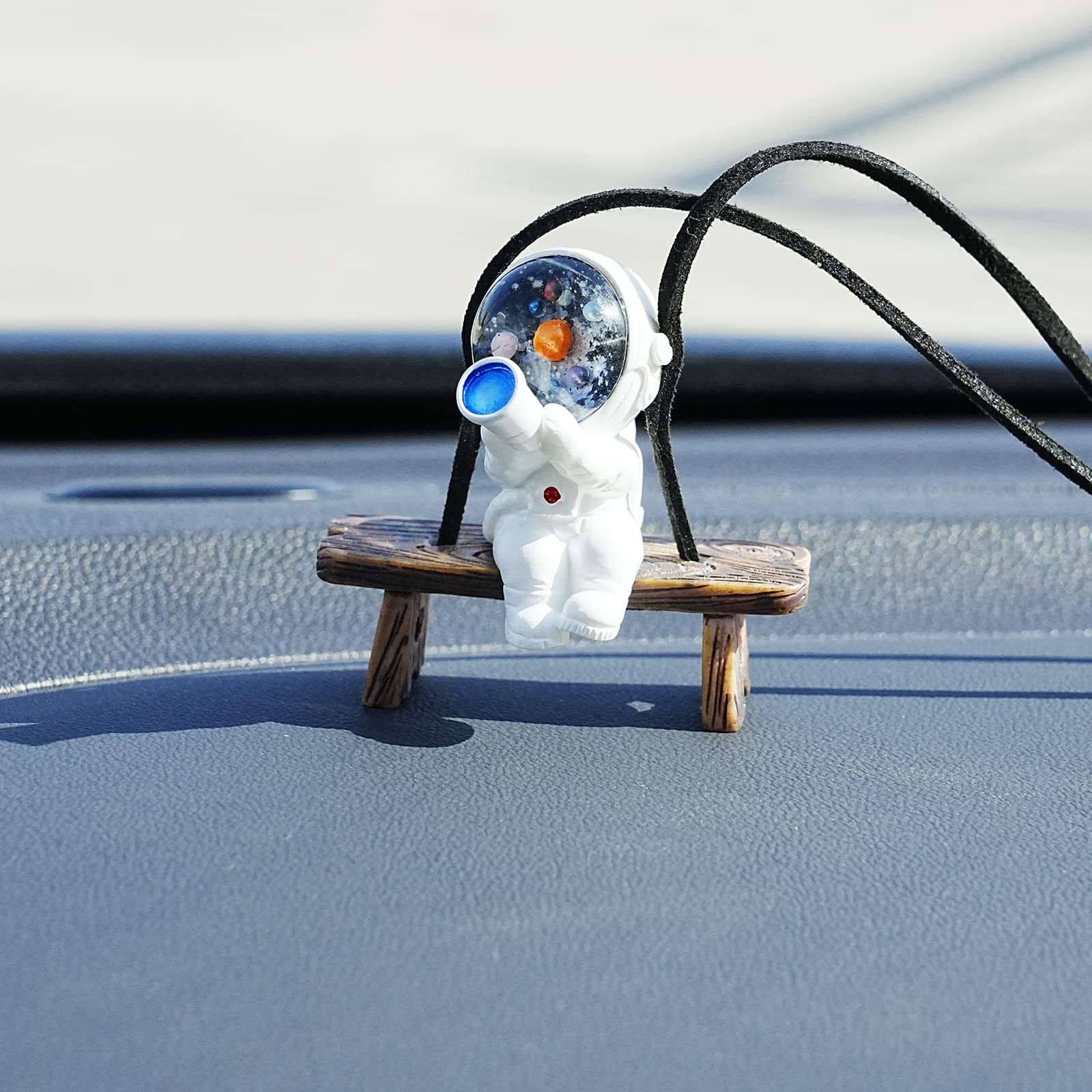 Amioro Swinging Astronaut Car Decor Accessories Cartoon Car Rear View Mirror Hanging Ornaments (White)