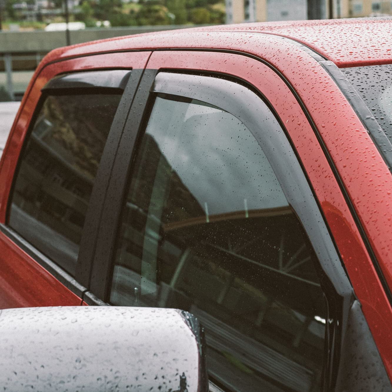 Voron Glass In-Channel Extra Durable Rain Guards For Trucks Dodge Ram 2009-2018 Crew Cab, Window Deflectors, Vent Window Visors,