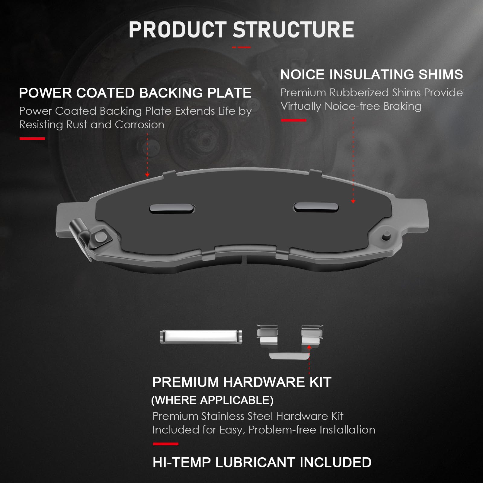 Cciyu Ceramic Front Rear Brake Pad Set Fit For 2004-2006 For Infiniti Qx56,2005-2006 For Nissan Armada,2004 For Nissan Pathfinde
