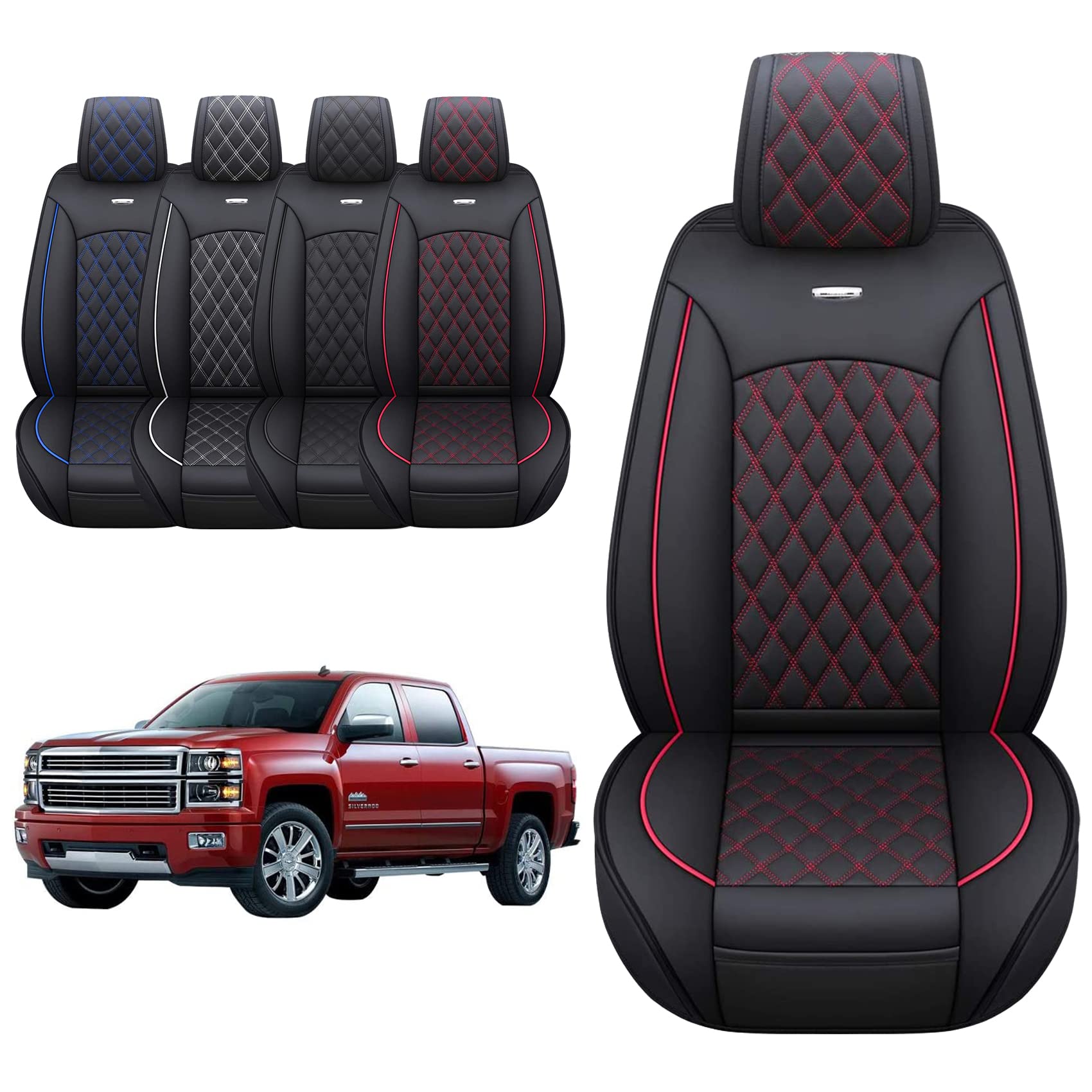 Aierxuan Chevy Chevrolet Silverado Gmc Sierra Front Seat Covers Pickup Custom Fit 2007-2025 1500 2500Hd 3500Hd Crew Double Exten