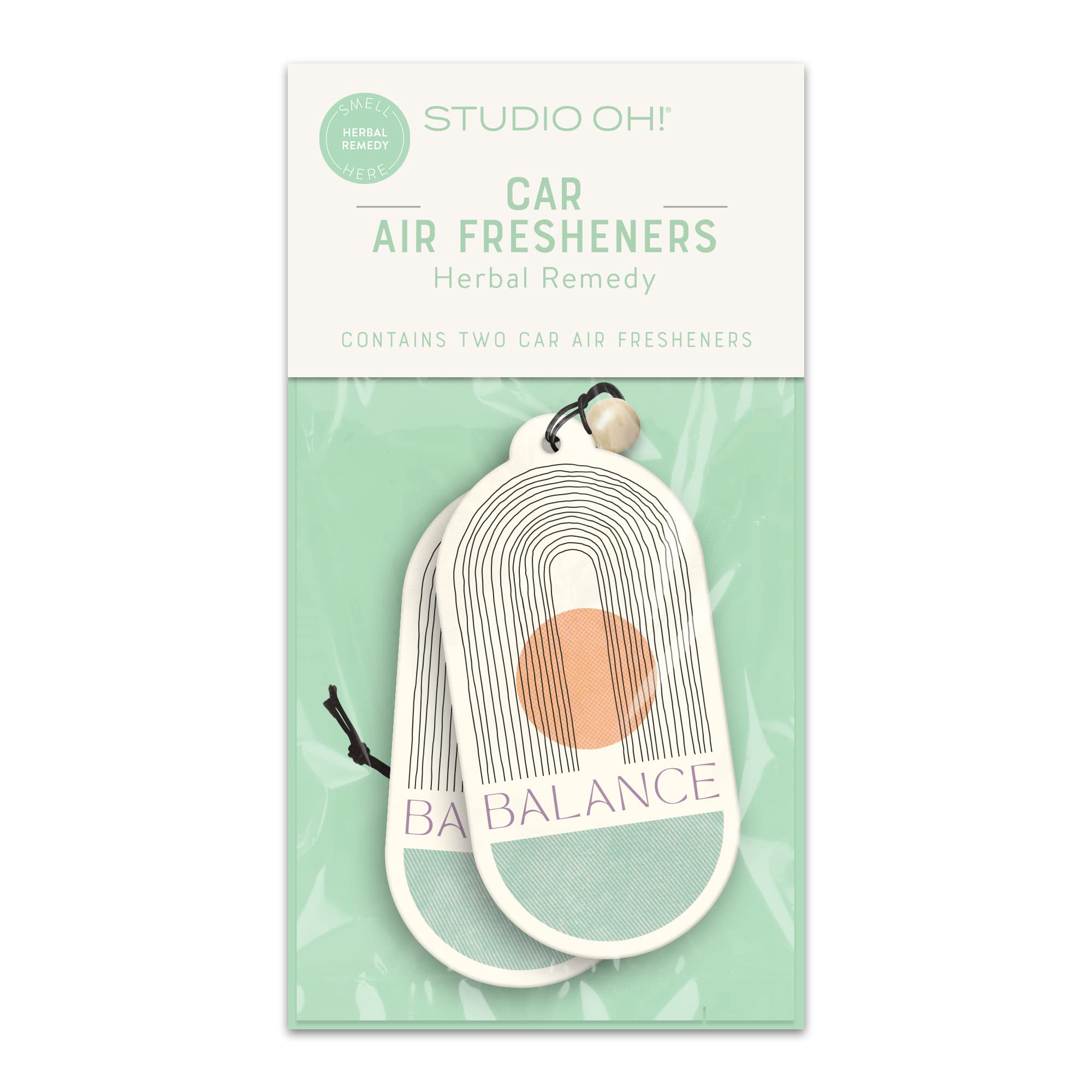 Studio Oh! Car Air Fresheners - Pack Of 2 Scented Hanging Car Odor Eliminator - Unique Design With Decorative Bead - Find Balanc