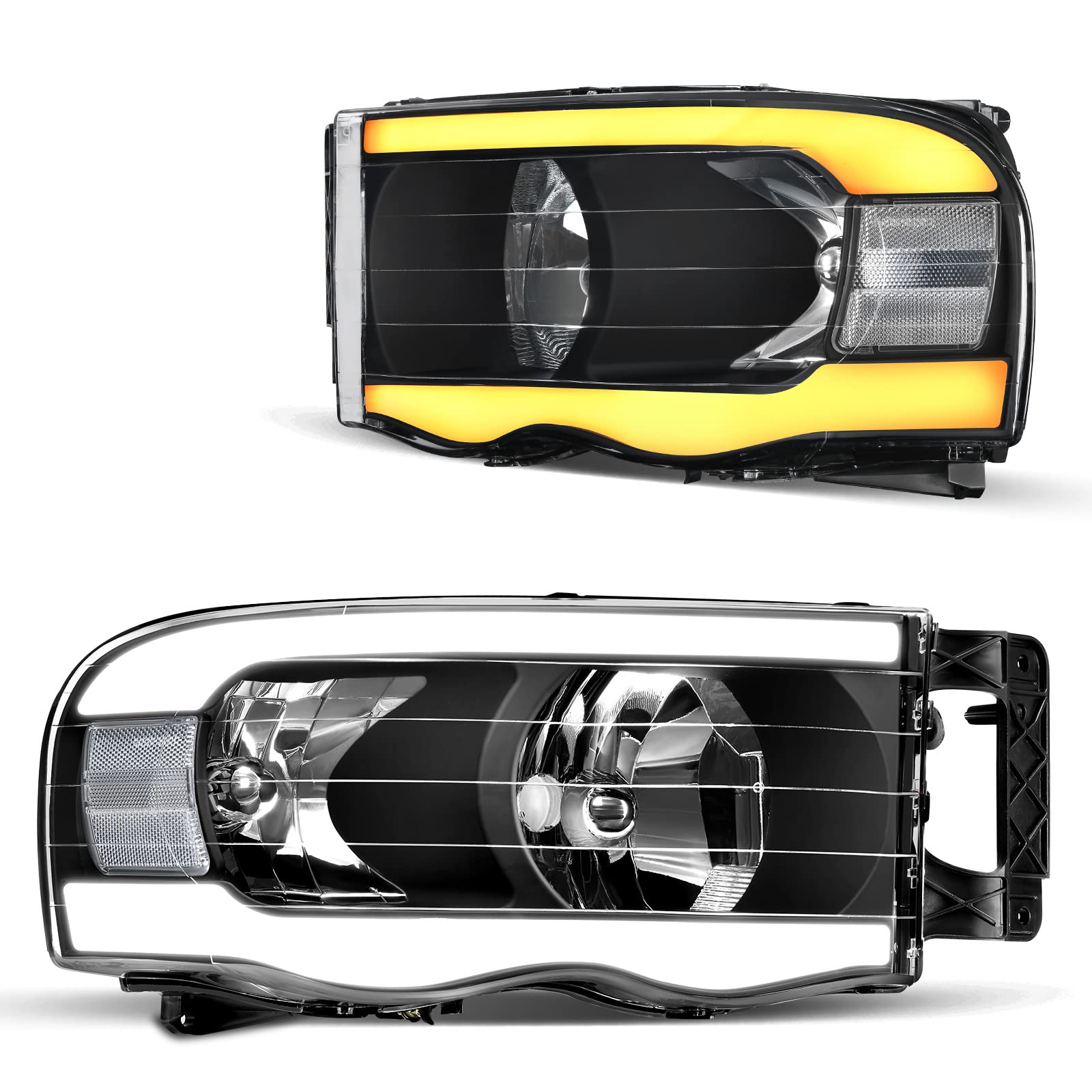 Dwvo Headlight Assembly Compatible With 2002 2003 2004 2005 Dodge Ram 1500/2003 2004 2005 Dodge Ram 2500 3500 Pickup Switchback