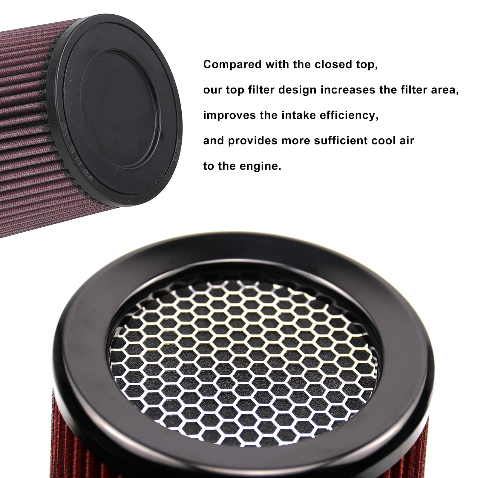 RYANSTAR RACING 76mm 3'' High Flow Round Tapered Cone Cool Air Filter Cleaner with Top Filter Design Long 270mm Tall