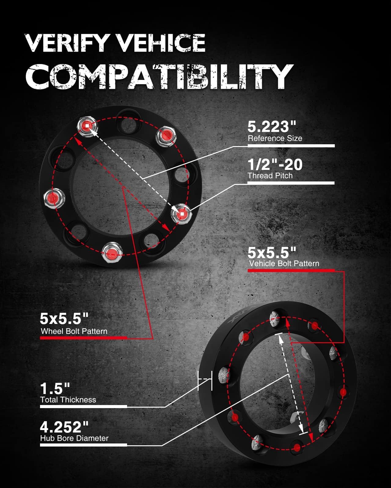 Kax 5X5.5 Wheel Spacers,1.5 Inch 5 Lug Centric Wheel Spacers 5X139.7Mm Fit For Ram 1500 With 1/2'' X20 Studs 108Mm Hub Bore,2Pcs