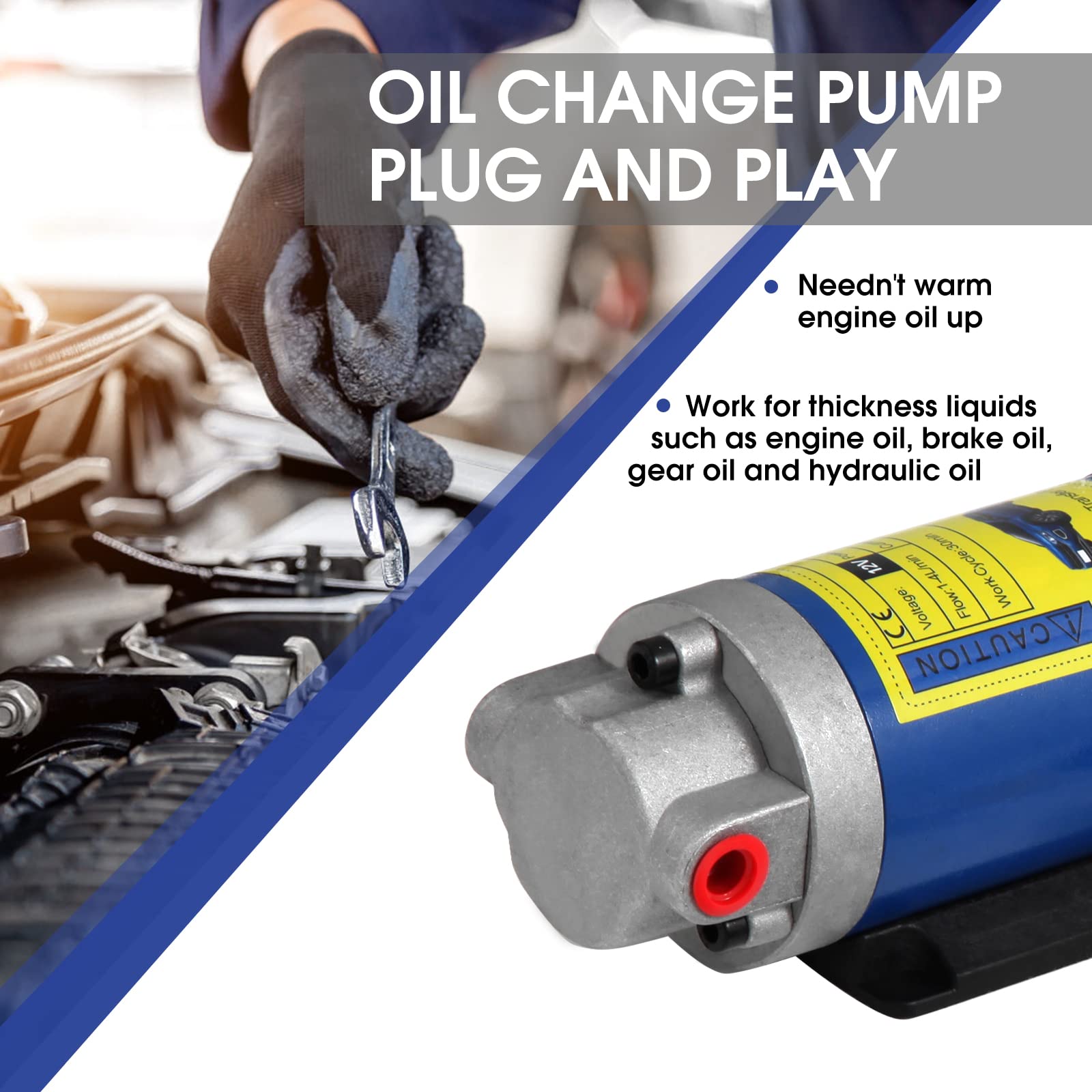 Vevitts Engine Oil Pump, Portable Electric Self-Priming Motor Oil Pump for Car Motorcycle and Boat Engine Oil Transfer Change Pu