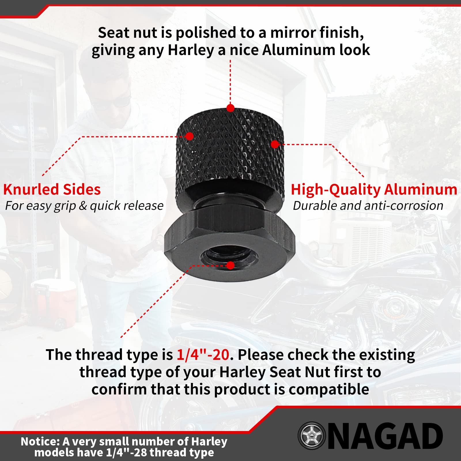 Solo Seat Mounting Nuts For Harley Davidson Touring Softail, Harley Seat Mount Fastener Hardware, Harley Solo Seat Nuts (Pack Of 2, Black)