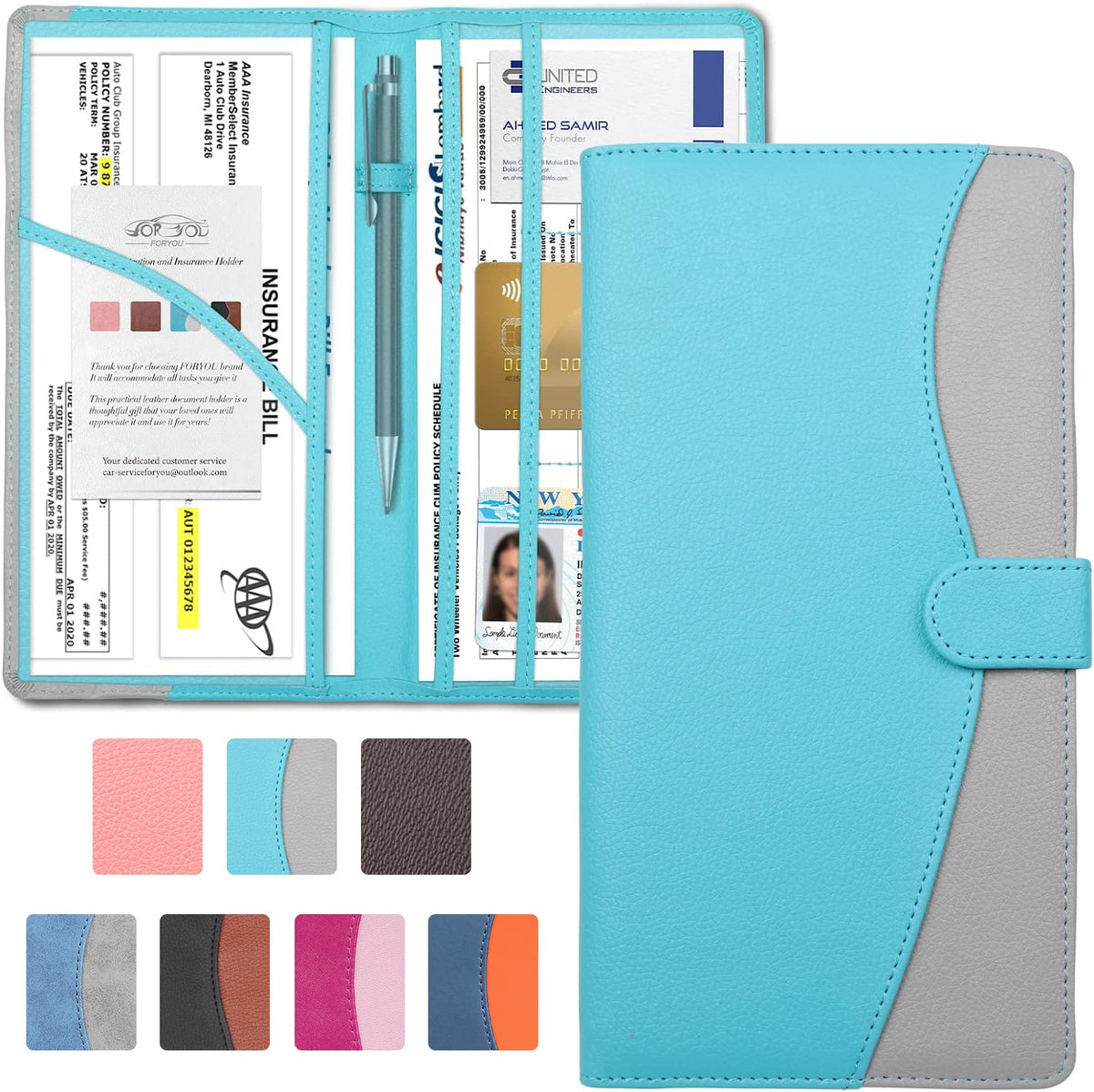Foryou Car Registration And Insurance Holder With Magnetic Closure, Auto Truck Document Vehicle Glove Box Paperwork Organizer Wa